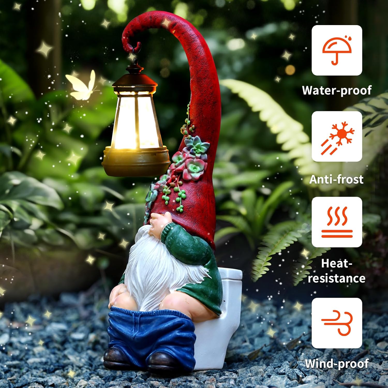 Funny Garden Gnomes Outdoor Statues Ornaments Large 13 inch Outside Decor for Yard Lawn Porch Patio Balcony Home Gifts for Women,Friends,Dad