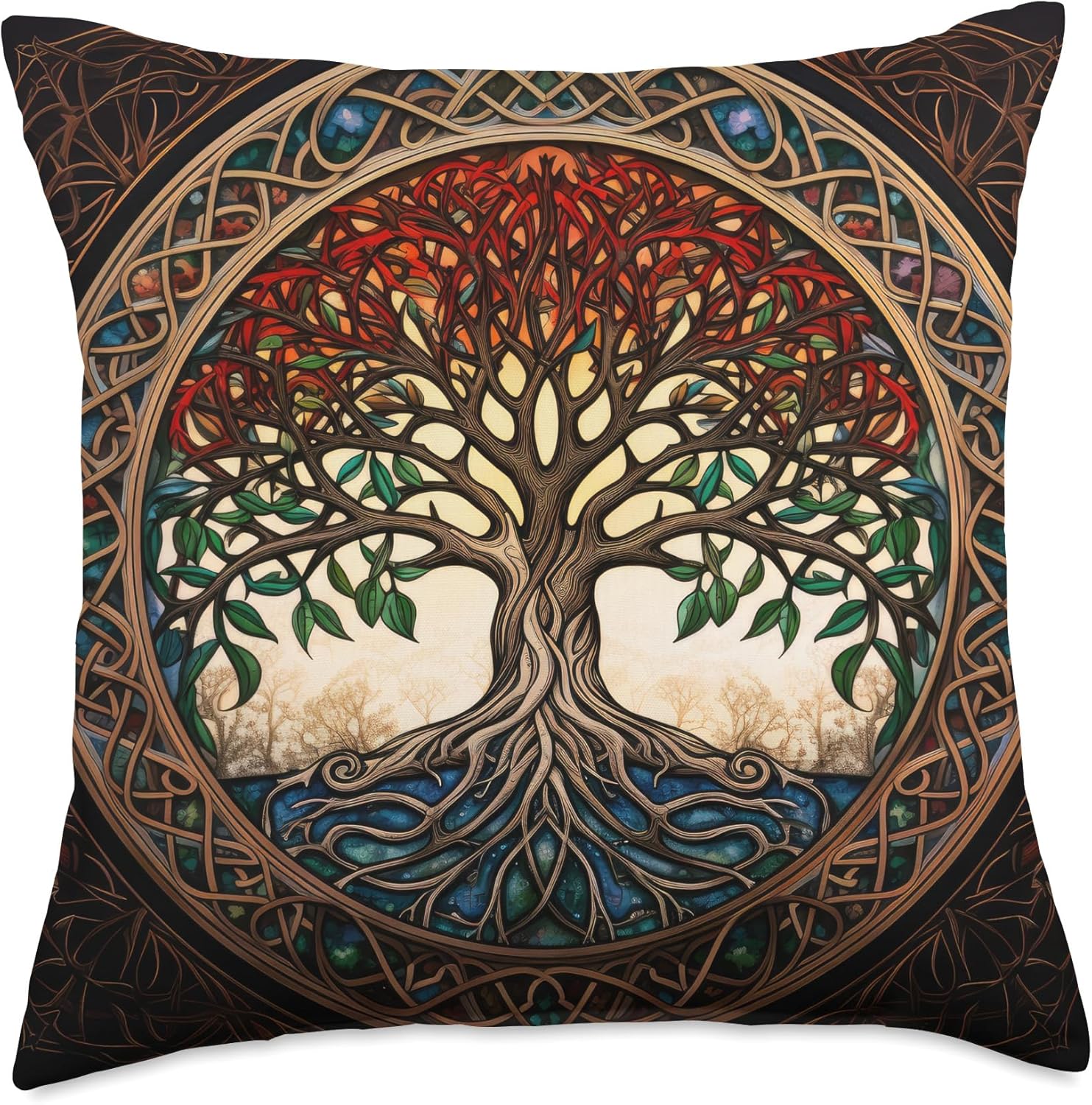 Celtic Tree of Life Knot Triskele Triquetra Throw Pillow