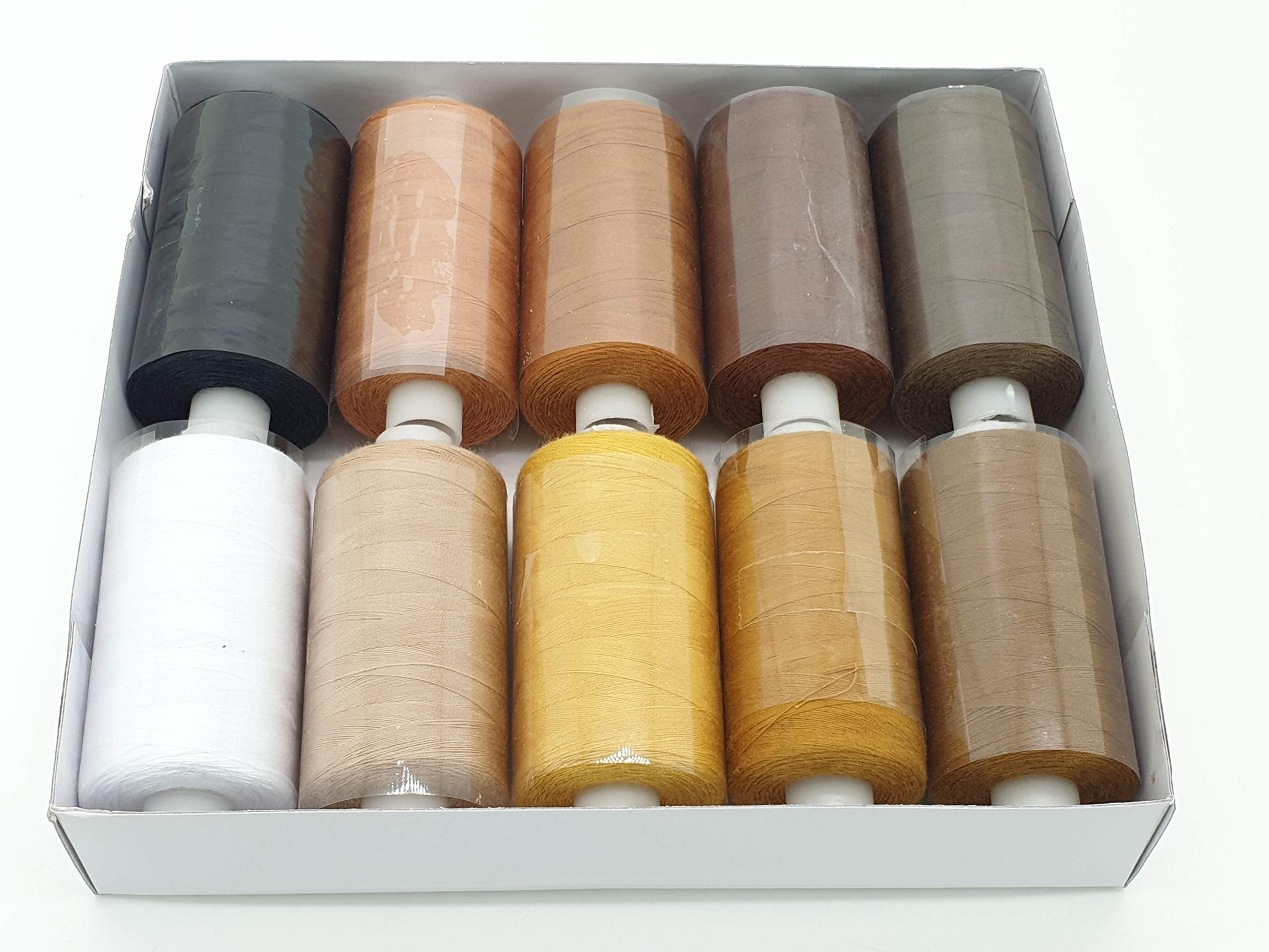 10 SPOOLS of 1000 Yards 100% Polyester Sewing OVERLOCKER Thread, Premium Quality by MNJ-Trimmings (Mix Option 5)