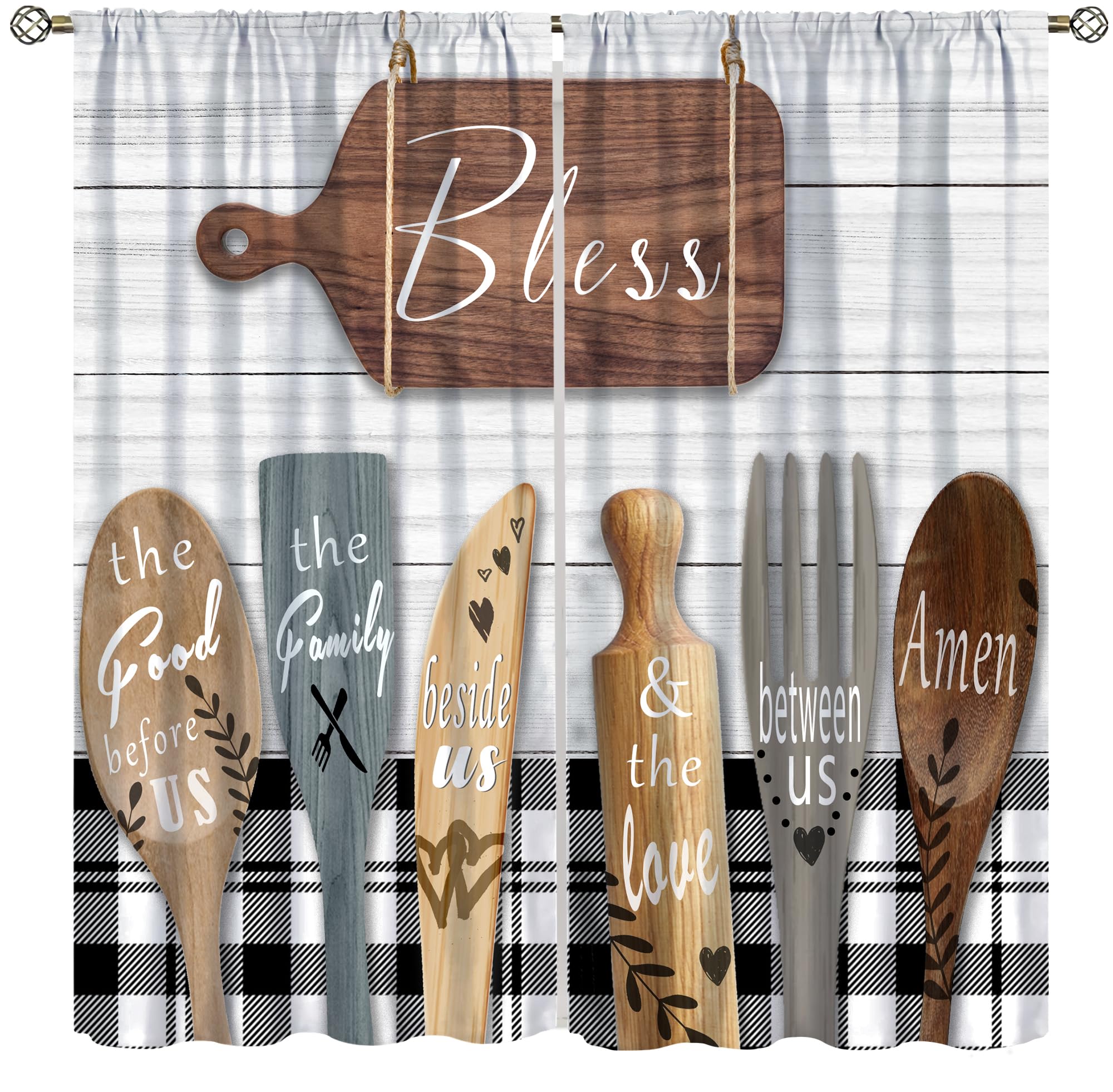 Amazon.com: Rustic Kitchen Curtains Farmhouse Vintage Country Wooden ...