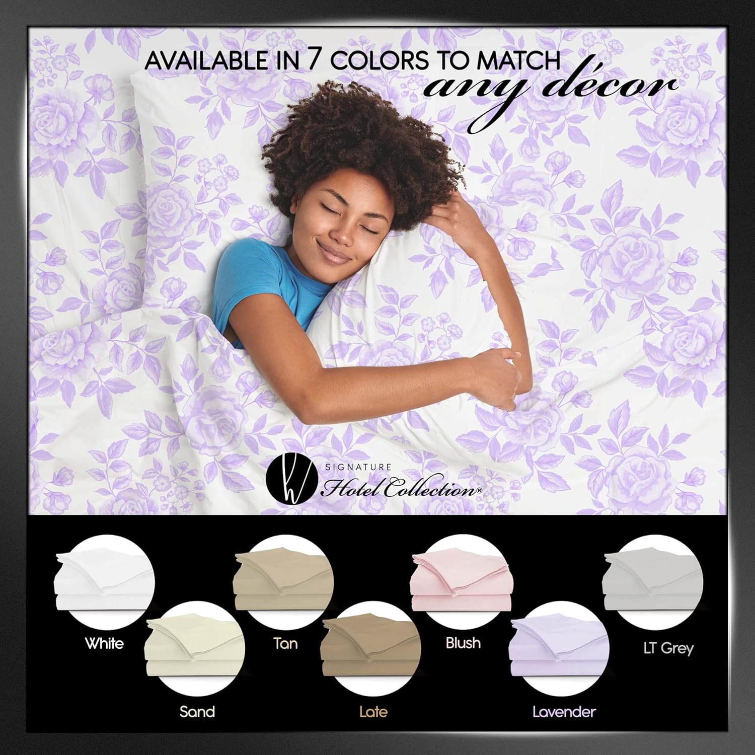 Queen Sheet Set - 4 Piece Soft Sheets - Hotel Luxury, Easy Care - Includes Flat Sheet, Fitted Sheet, & 2 Pillowcases California King Hotel Sheets, Floral Lavender