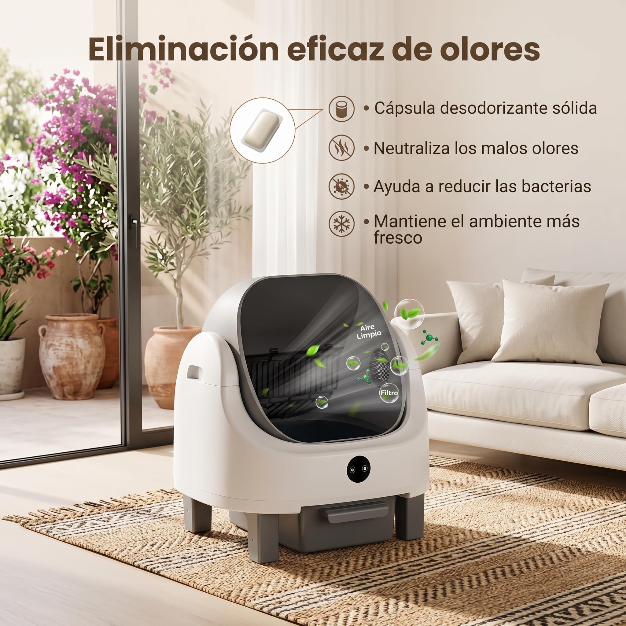 Garvee Arenero Automático con App, Autolimpiable, 11 Sensores, 9 L