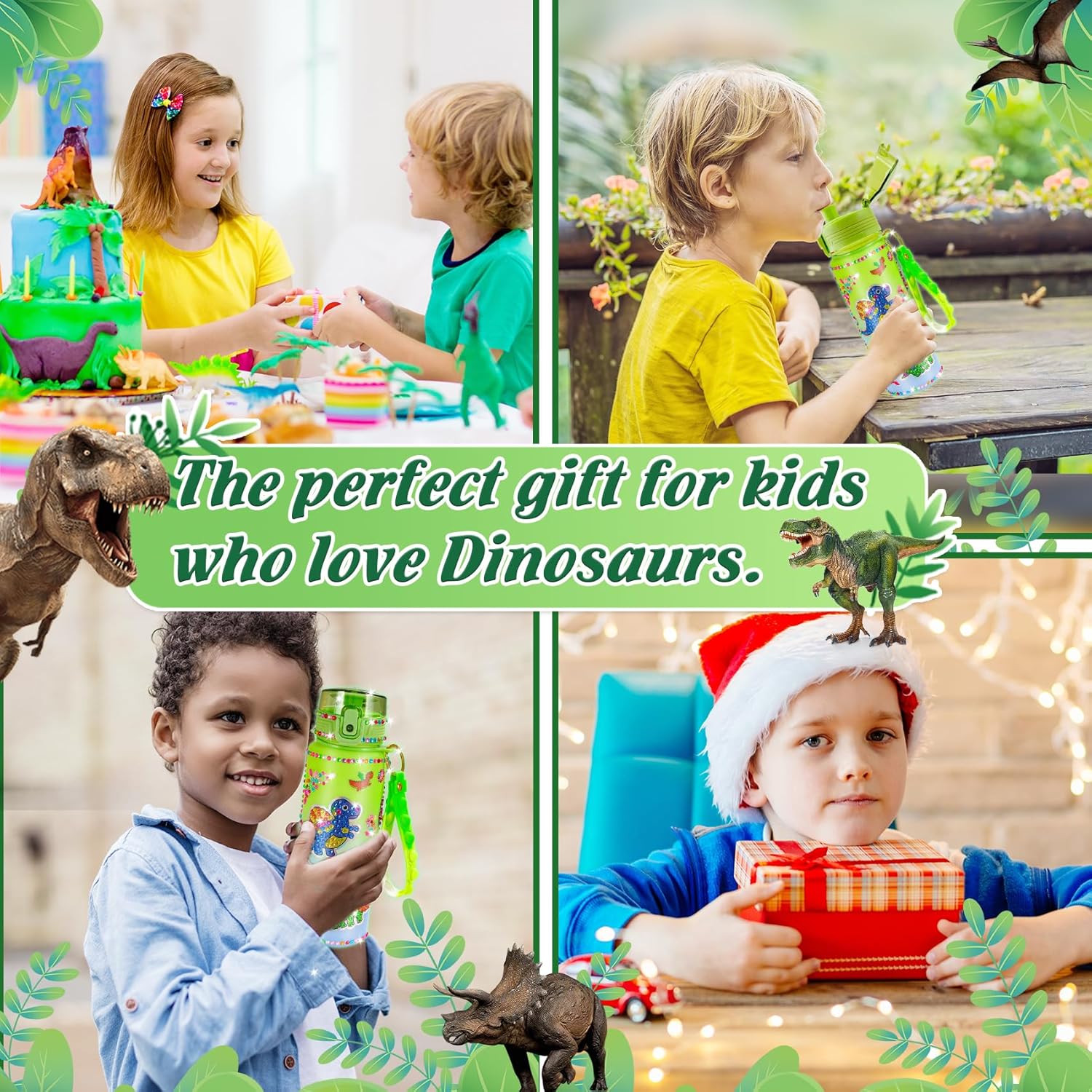 YOFUN Decorate Your Own Dinosaur Water Bottle for Boys,Dinosaur Arts and Crafts for Kids, Dinosaur Toys for Boys Birthday, Christmas, Ages 3-4-6-8 (Dinosaur Theme)