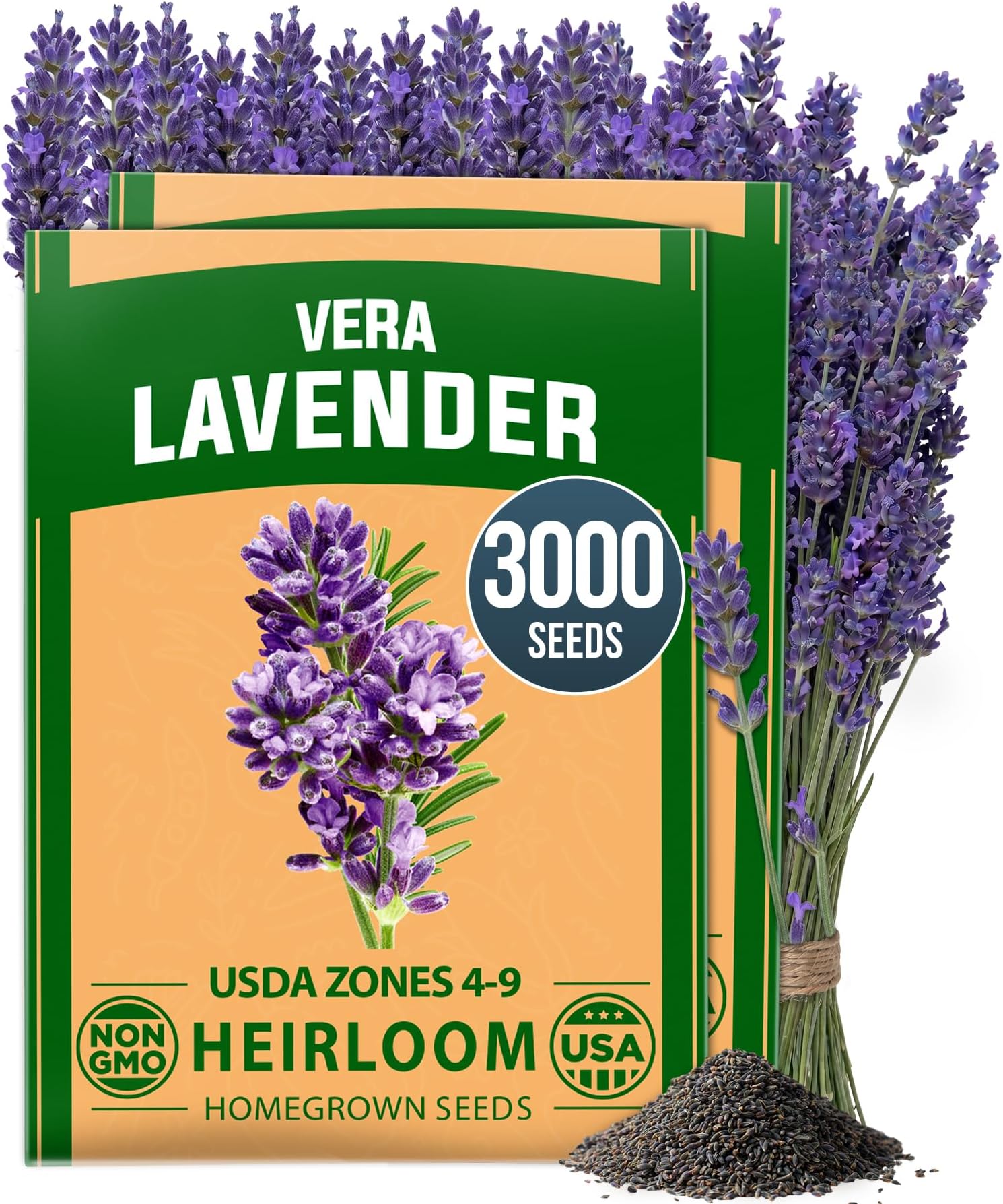 HOME GROWN Non GMO English Lavender Seeds 3,000+ Wildflower Seed for Planting Indoor/Outdoor, High Germination, Plant Flower Seeds (Lavandula antustifolia)
