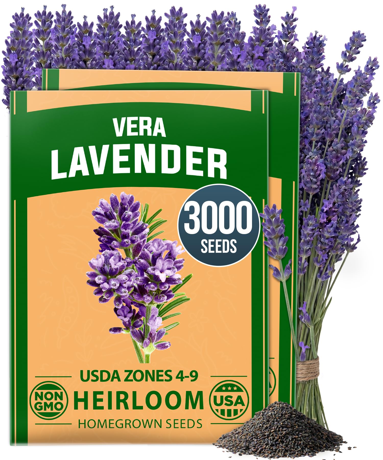HOME GROWN Non GMO English Lavender Seeds 3,000+ Wildflower Seed for Planting Indoor/Outdoor, High Germination, Plant Flower Seeds (Lavandula antustifolia)