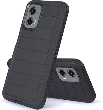 Compatible for Motorola Moto G 5G 2024 Case with Clip Belt Holster, Heavy Duty Military Grade Drop Protective Case with Built in Screen Protector Black