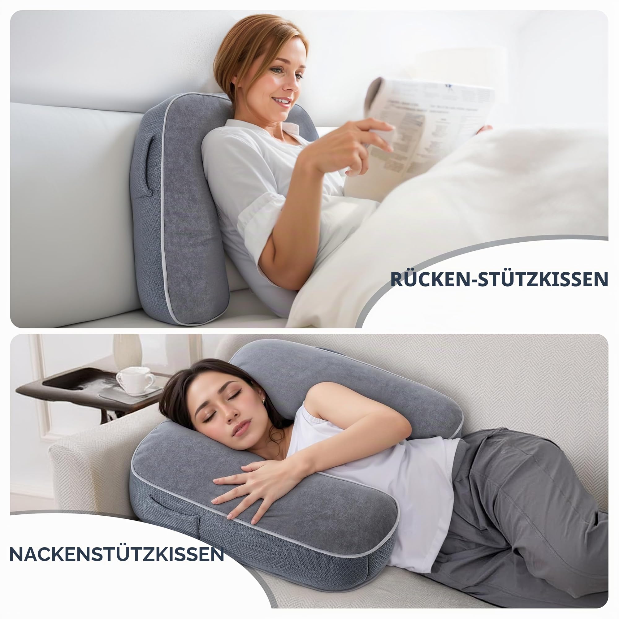Lesekissen für Gaming, Gaming-Kissen für den Schoß, Häkelkissen zur Unterstützung des Schoßes, Armstützkissen für Erwachsene, Häkeln, Arbeiten oder Sitzen im Bett, Boden und Sofa (grau)