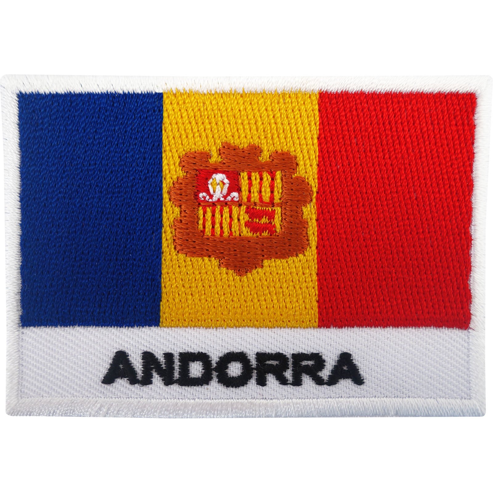 Parche de bandera de Andorra para planchar o coser con bordado