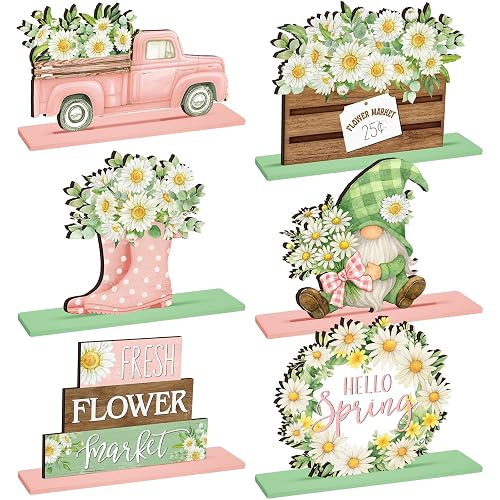 Yuntau 6 Pcs Spring Daisy Table Decorations Spring Table Centerpiece