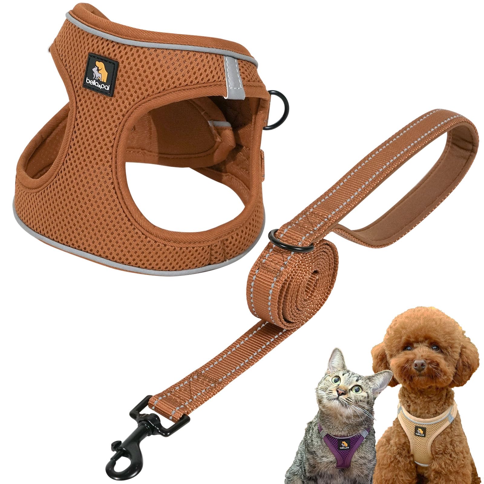 BELLA & PAL Hundegeschirr mit Leine Set Anti Zug Geschirr für Kleine Mittlere Hunde Kein Zuggeschirr