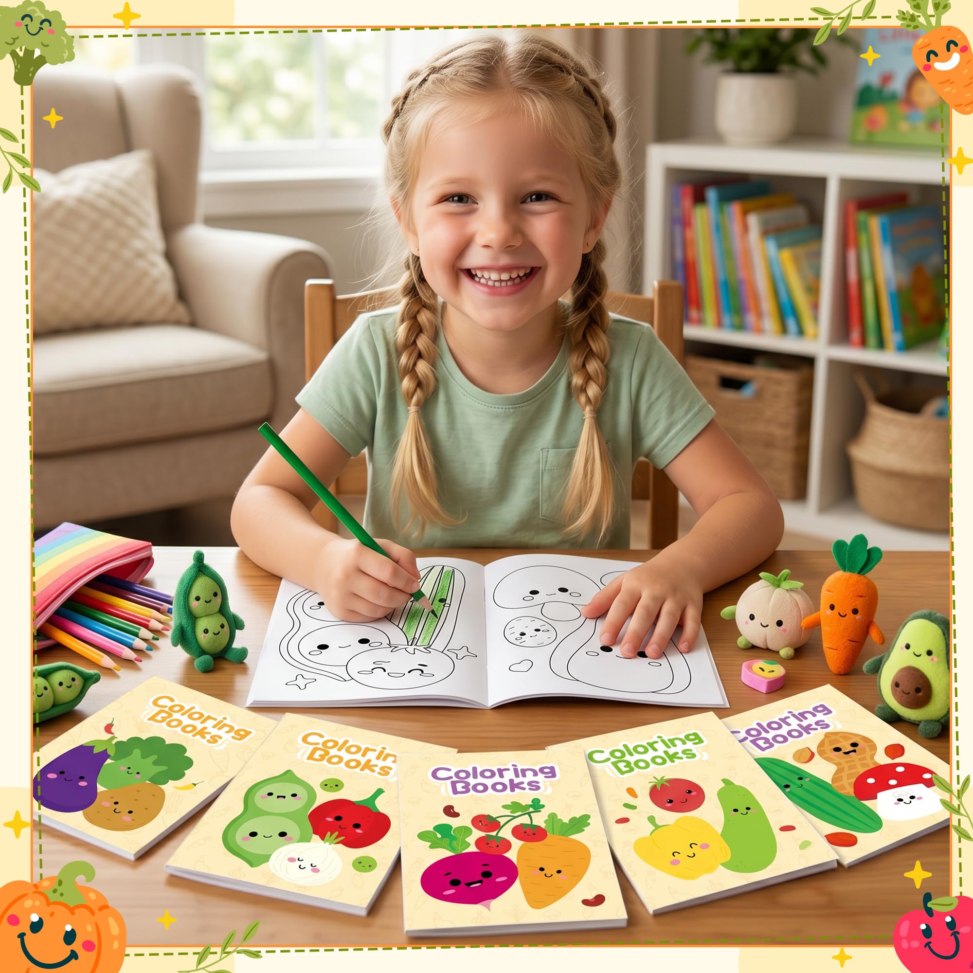 96 libros para colorear vegetales para niños, fiestas, recuerdos escolares, recompensa