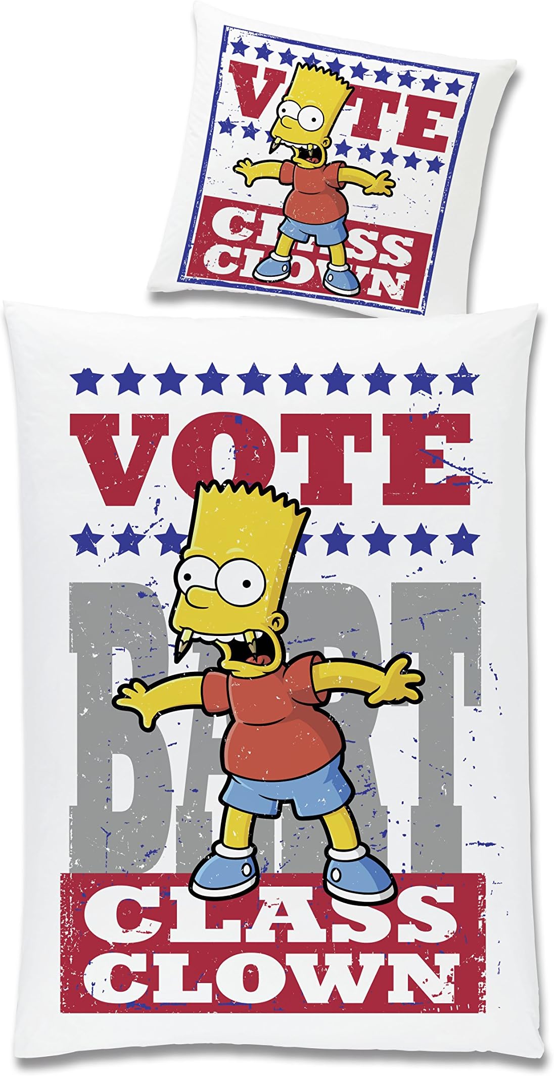 Global Labels G 96 600 SI1 100 Bedding Set with Simpsons Class Clown Design Renforcé 135 x 200 cm Duvet Cover and 80 x 80 cm Pillow Case