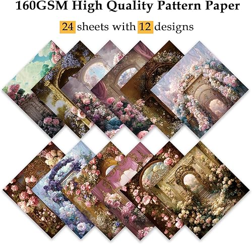 Vista 139 de Papel de manualidades, 24 hojas, 12 diseños, álbumes de recortes, una sola cara de 6 x 6 pulgadas, papel de cartulina, álbumes de recortes, 24