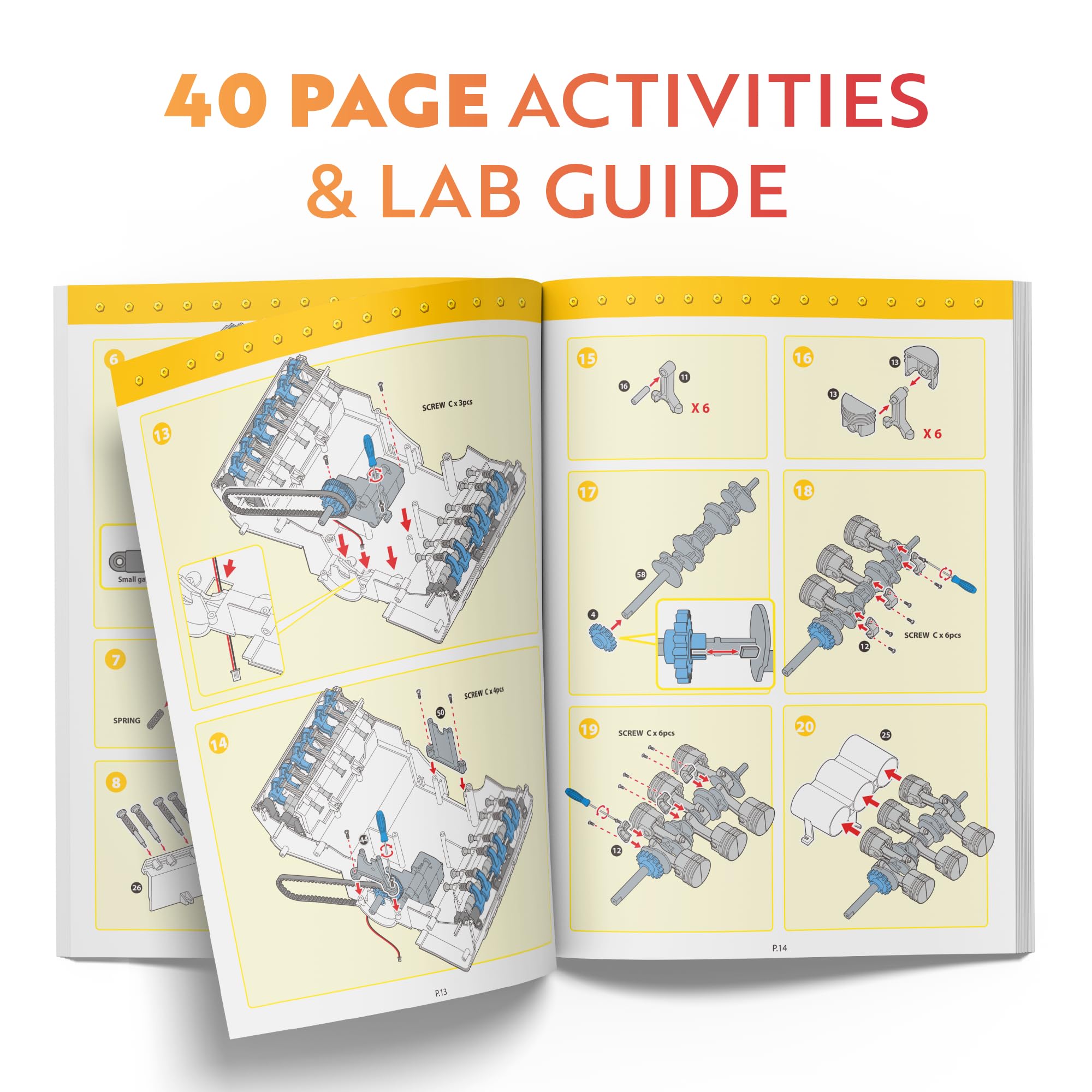 Amazon.co.jp: Playz Flat 6モデルエンジン組み立てキット - 320個以上