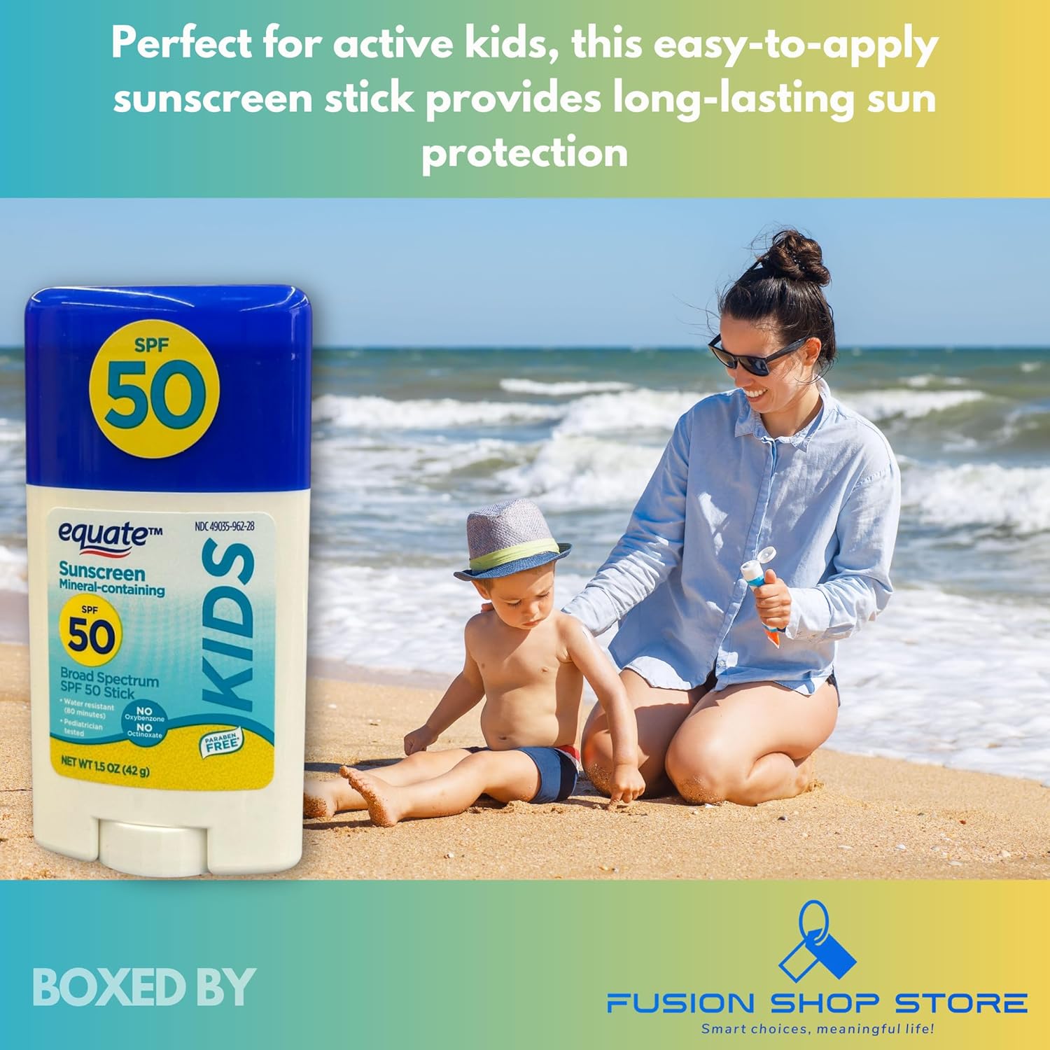 Sunscreen kids Broad Spectrum- Sticks 50 SPF Mineral Actives 1.5 Oz (Pack of 2)