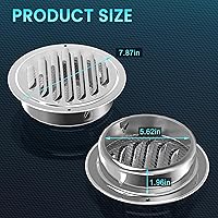 Vista 2 de Rejillas de Ventilación de Sofito de Acero Inoxidable de 6 Pulgadas, HG Power Cubierta de Ventilación Redonda con Malla de Pantalla, Campana