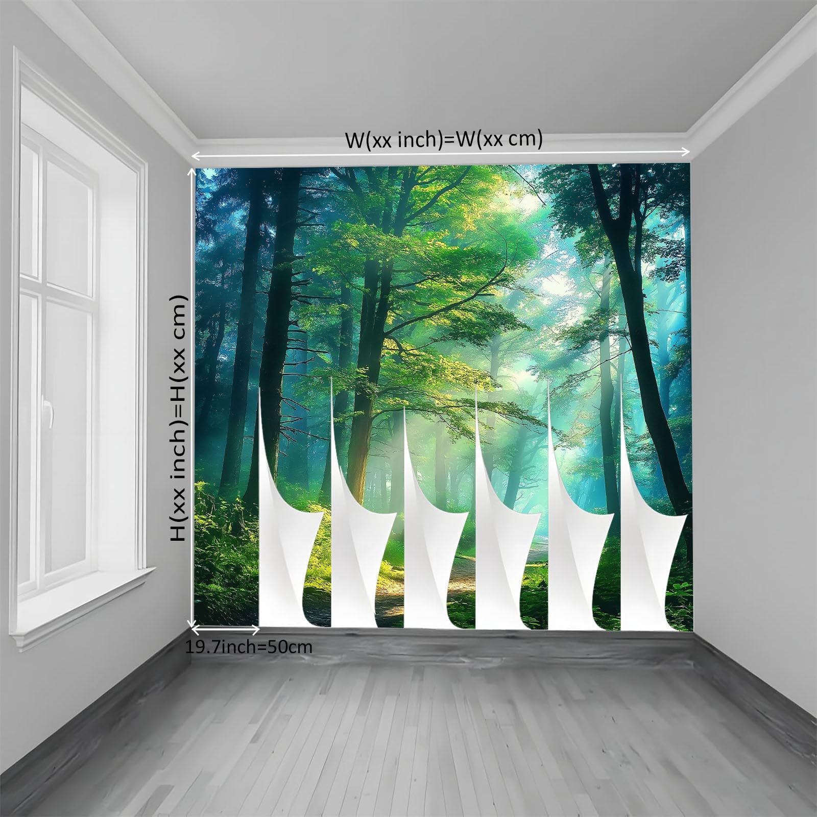 Carta da Parati 3D Paesaggio di boschi verdi 350x256 cm Murale Poster Grande, Carta Parati Fotomurale Stampata 3D per Soggiorno, Camera Letto, Sala Pranzo