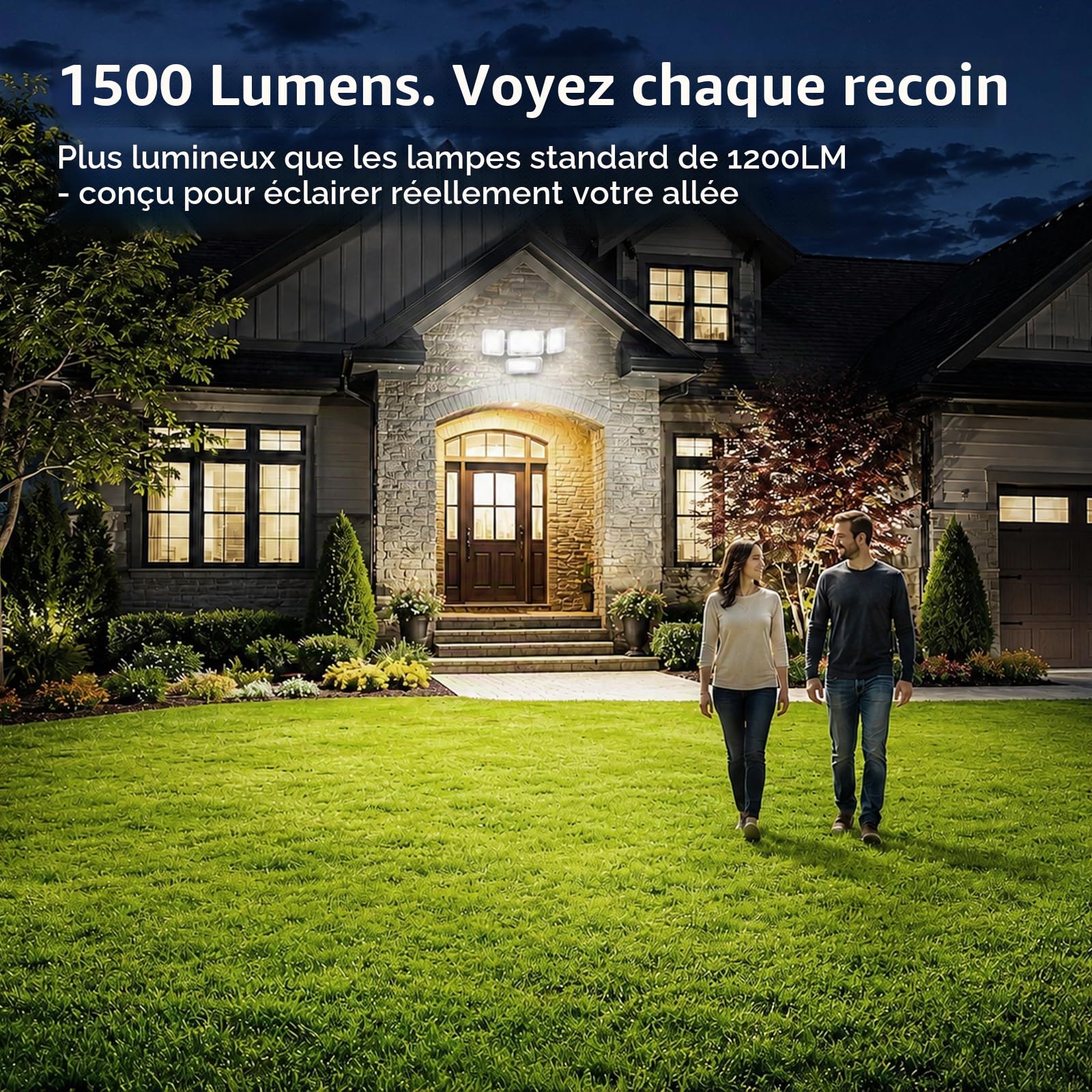 SANSI Projecteur Solaire Séparable 12W 1500lm, Câble 5m, IP65, 6000mAh