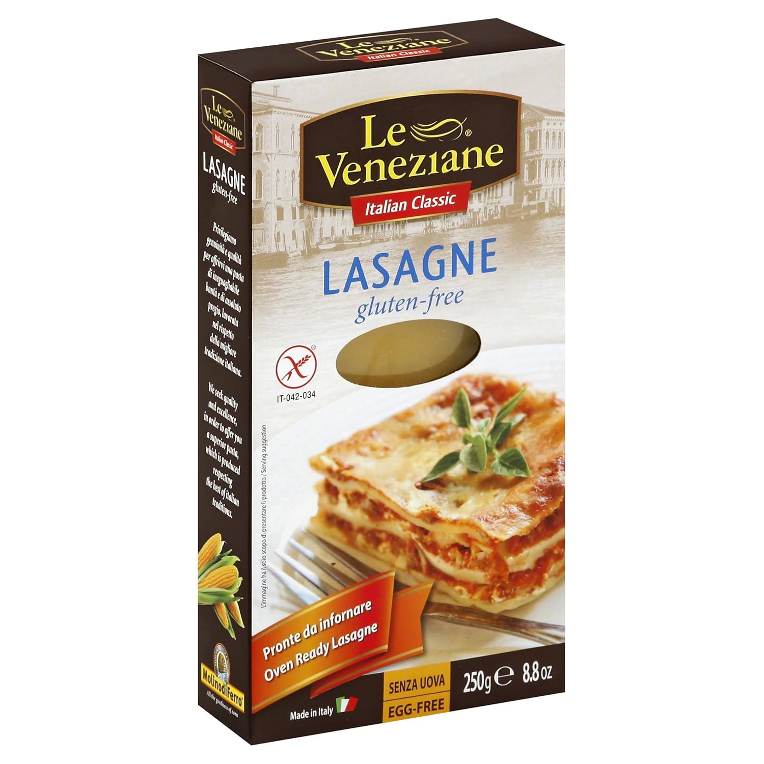 Le Veneziane Gluten Free Lasagne Sheets - 250g (Pack of 2)
