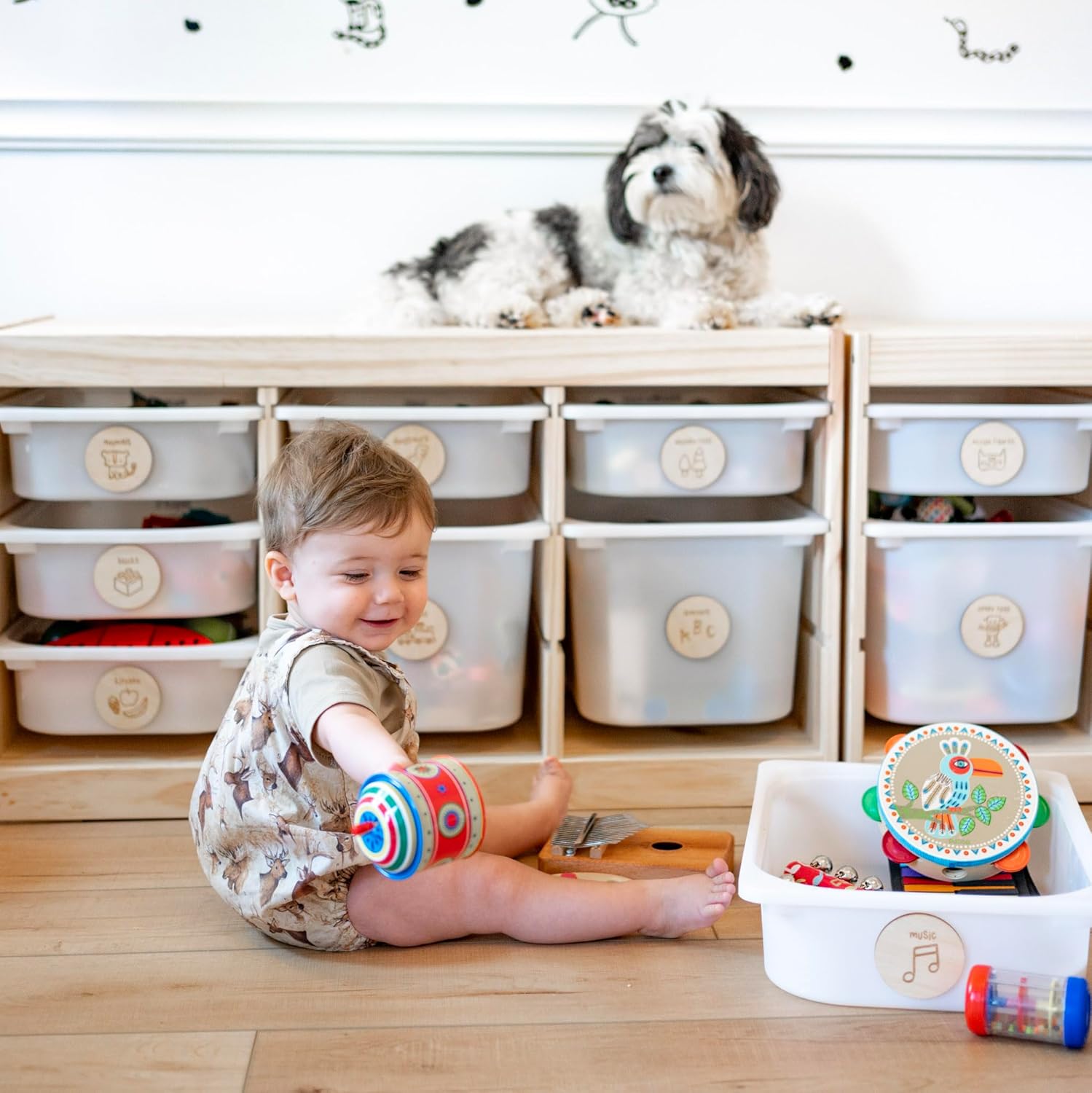 Wooden Toy Labels – 20 Trofast Tags with 3M Tape – Kids’ Room & Playroom Organization – Art by @vieli_arte (Wood + 3M). Bins and Wooden Structure are NOT Included.