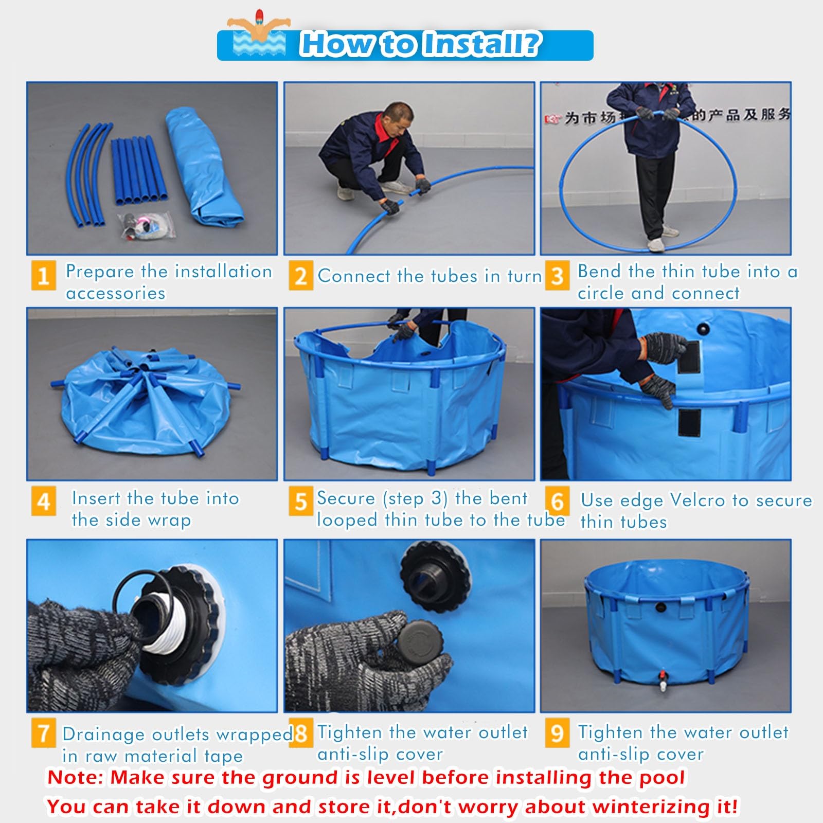 Piscina Fuori Terra/Telaio Acciaio Piscina Esterna Fuori Terra, Grandi Piscine Per Famiglie/piscine Idromassaggio Da 1, 2, 3 E 4 M, Piscina Per Bambini, Laghetto/vasca Per Pesci Koi(2.6X1.2M - 6368L/