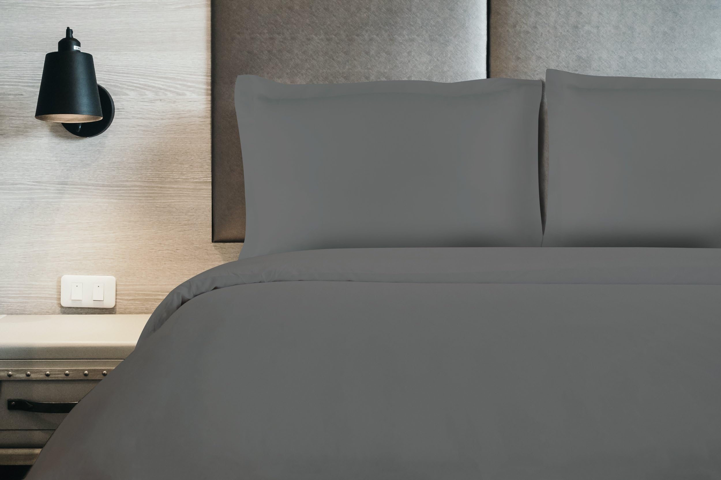 Premium 1800 Thread Count Microfiber Duvet Cover Set with 2 Pillow Shams (Queen/Gray)