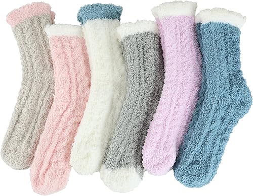Ginmewrae Women Fuzzy Socks Cozy Soft Fluffy Cute Animal Slipper Socks Sleeping Warm Socks Christmas Gift for Girls