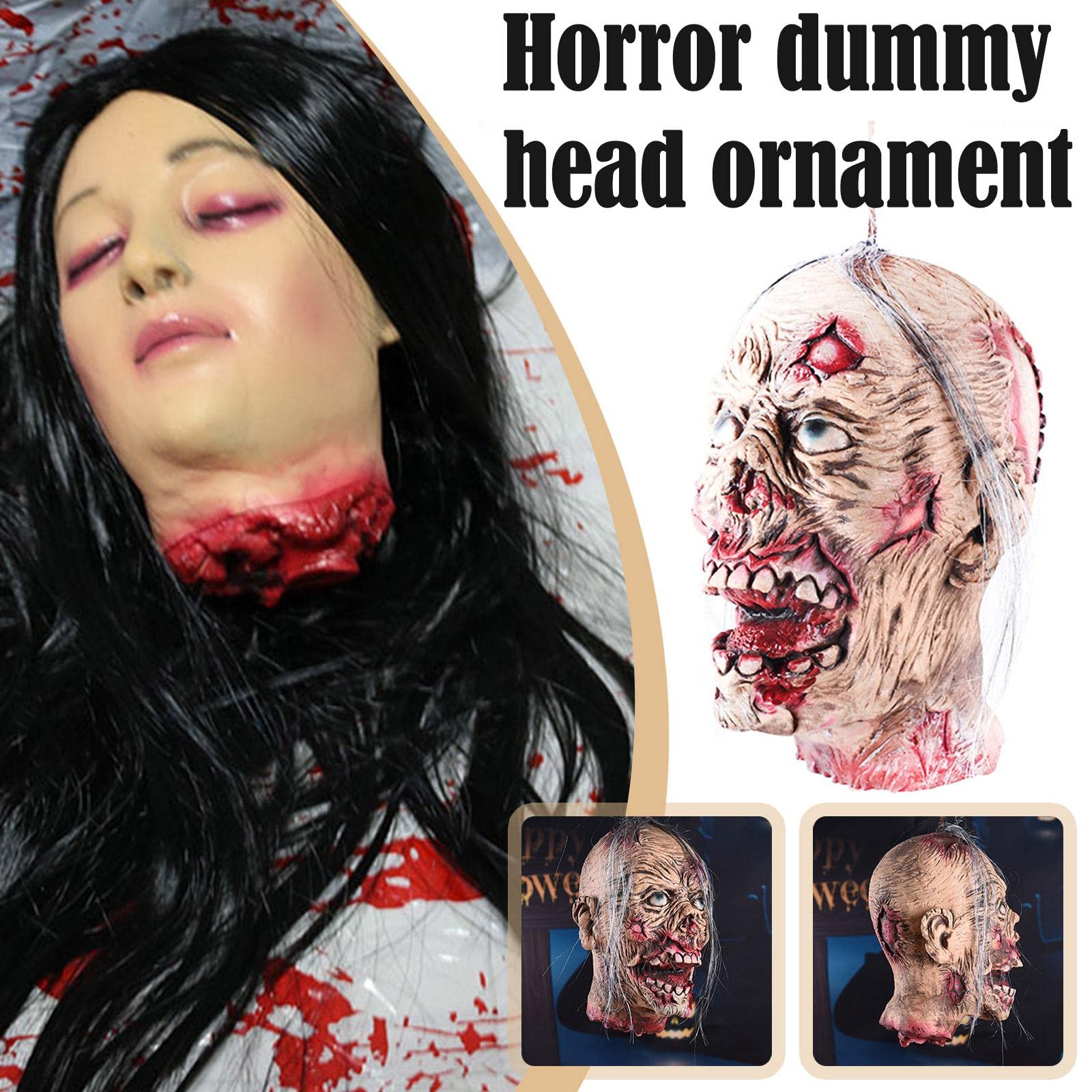 AOFOX Halloween-Zombiekopf – Lebensgroßer Abgetrennter Kopf Aus Latex Für Gruselpartys