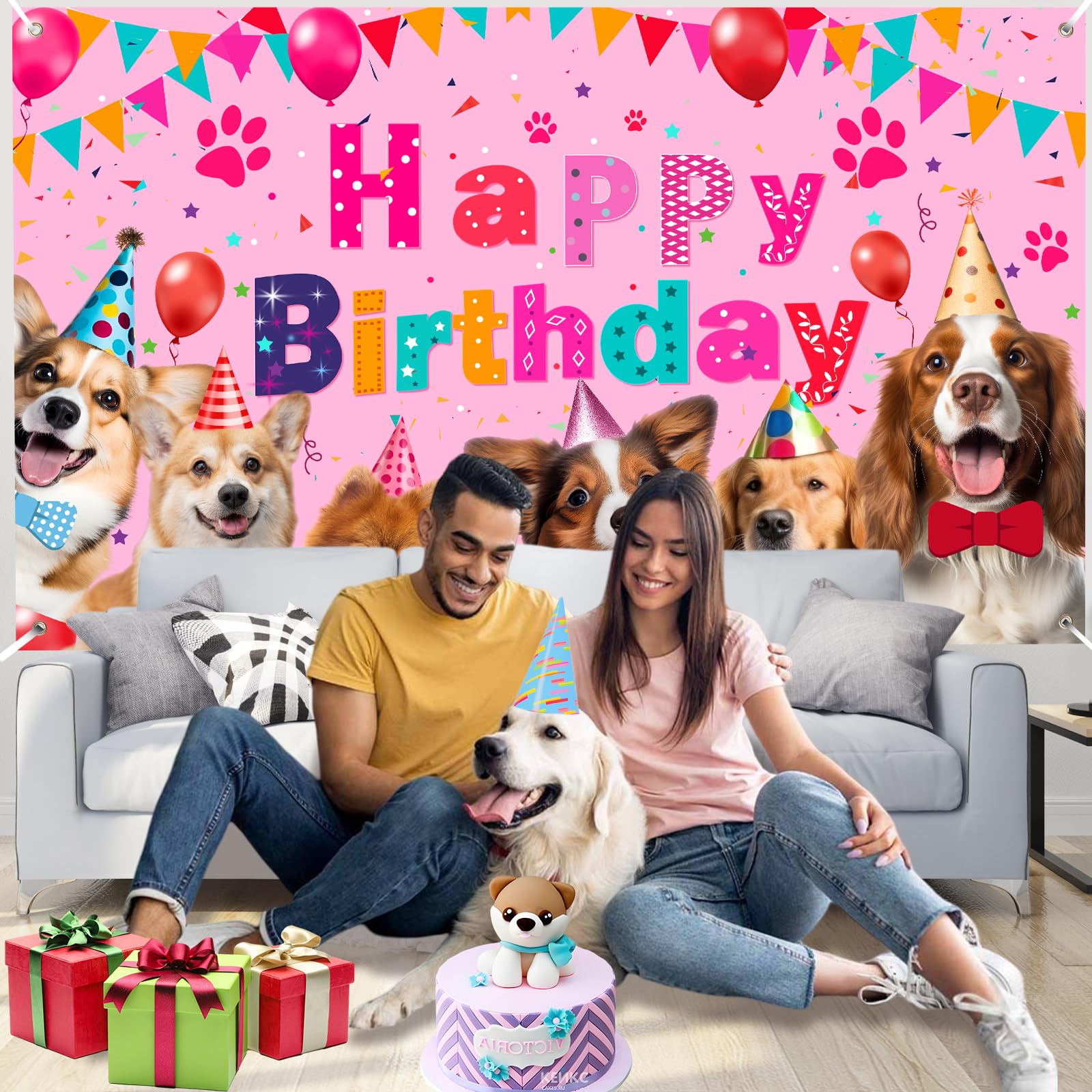 Dog Birthday Decorations Dog Girl Party Decorations Pink Puppy Dog ...