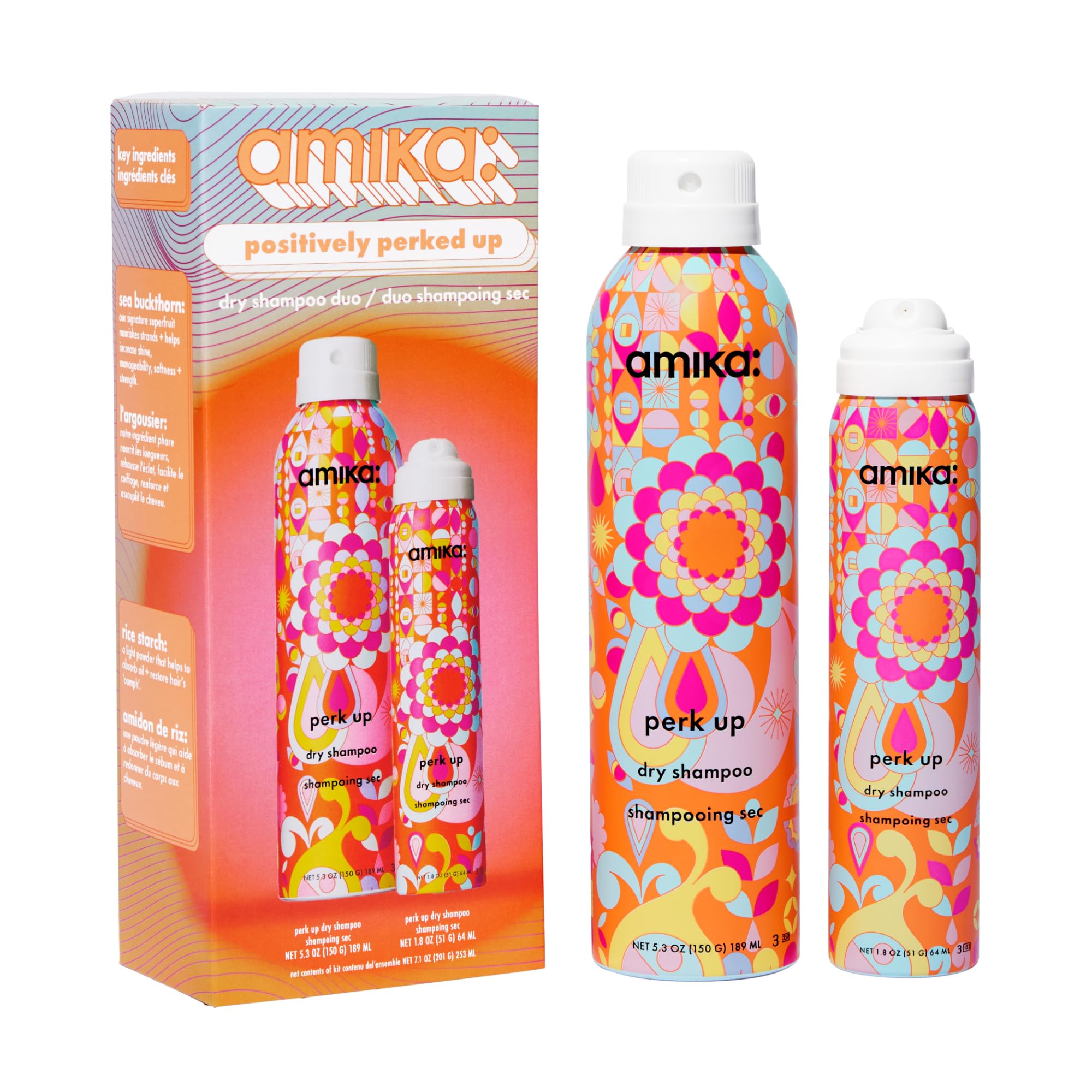 amika positively perked up dry shampoo duo gift set for refreshing hair between wash days