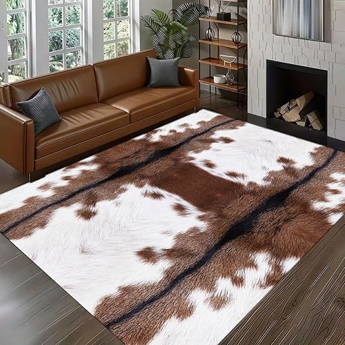 Fouiunler Faux Cow Hide Rug,2x3ft, Farmhouse Accent Western Sturdy and Large Siz
