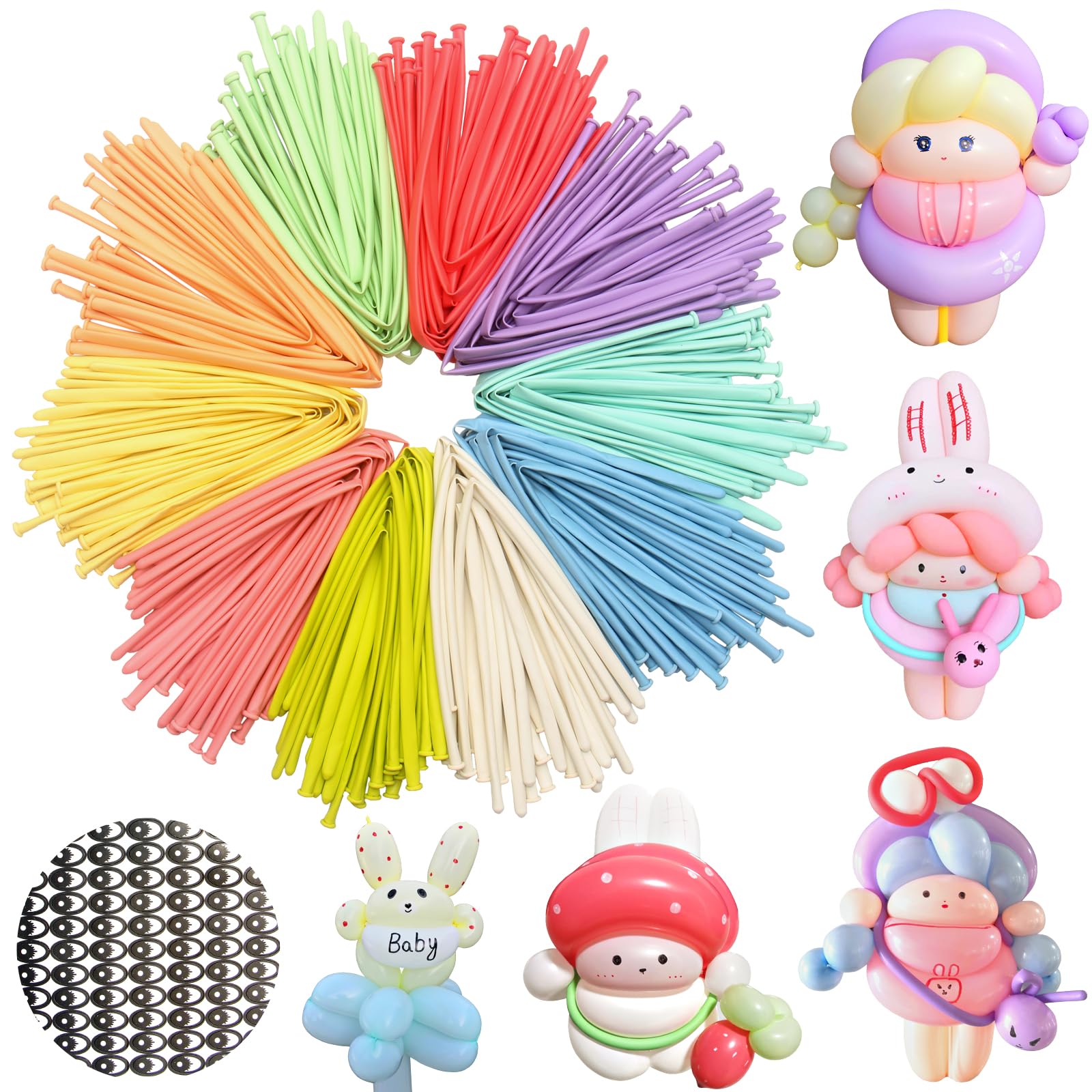 Balloon Modelling Kit - 200 Long Modelling Balloons, 260Q Magic Latex Twisting Balloons in Assorted Colors. Perfect for Kids' Parties, Birthdays, and Decor Projects