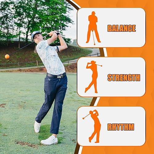 Vista 24 de Orange Whip Entrenador de swing de golf patentado y fabricado en Estados Unidos para mejorar el ritmo, la flexibilidad, el equilibrio, el tempo