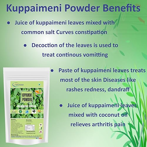 Miniatura 3 de neotea Acalypha indica en polvo  Indio Acalypha  Indio mercurio  Indio copperleaf  Indio  De Ortiga three-seeded mercurio  kuppaimeni300gramos