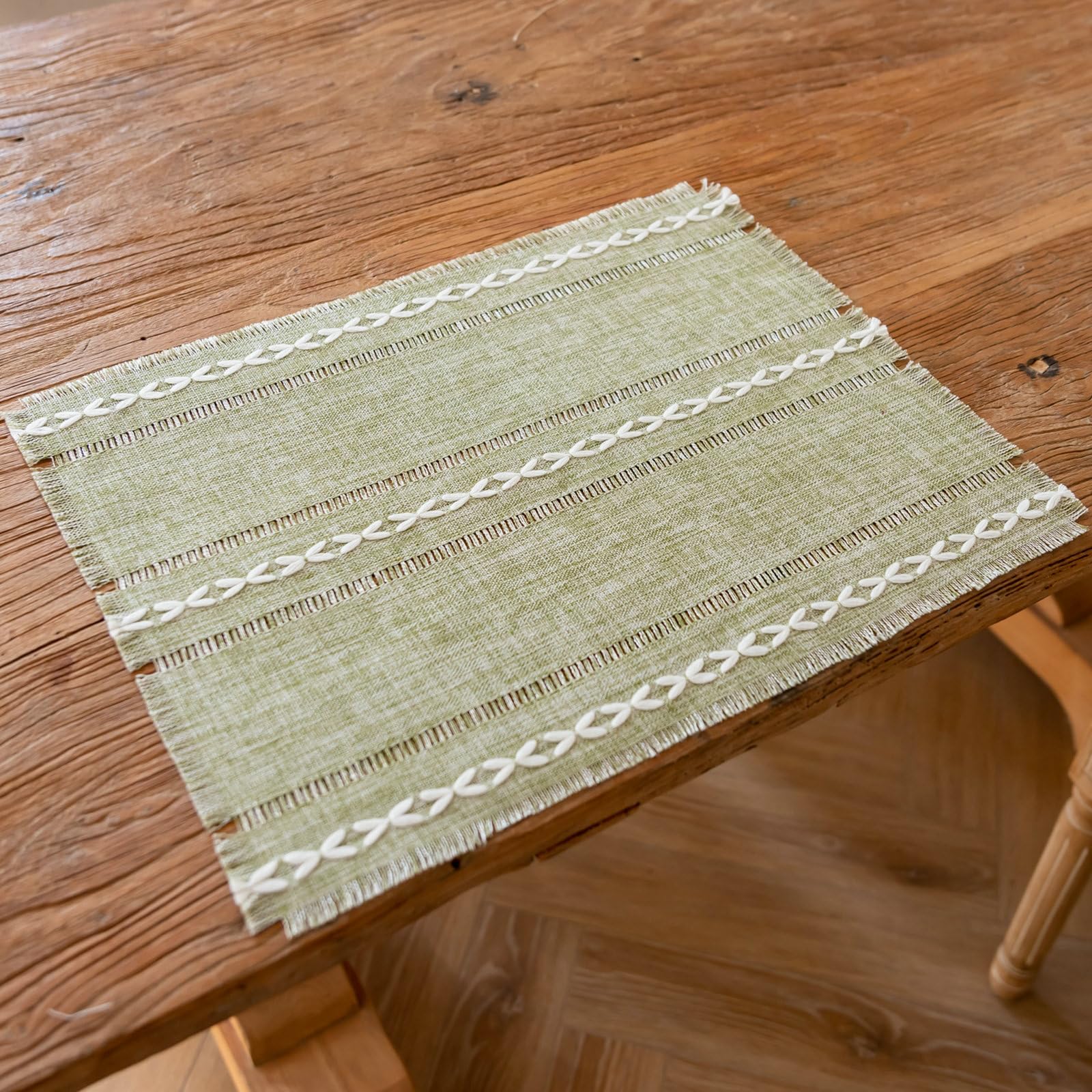 Rechteckige Platzsets Platzdeckchen Abwaschbar 6Er Set Platzset Antirutsch Grün Tischsets 33x45CM