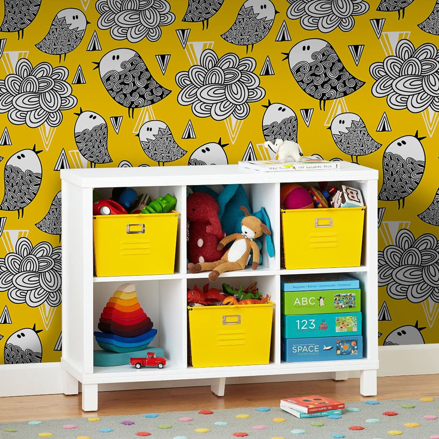 Papier peint auto-adhésif 416x254 cm Coloray Doodle Bird pour décoration murale salon et cuisine