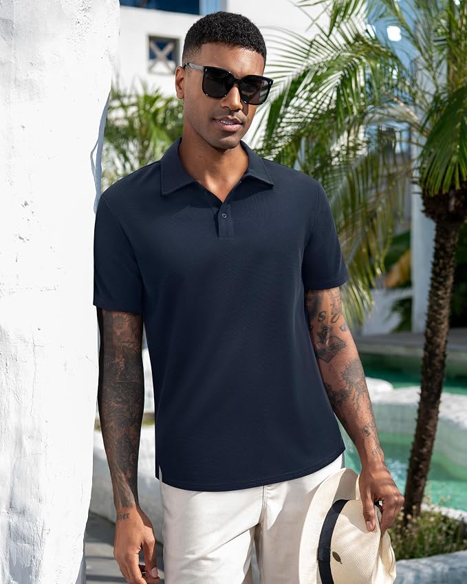 Camisa Polo para Hombre Manga Corta Textura Waffle miniatura 2