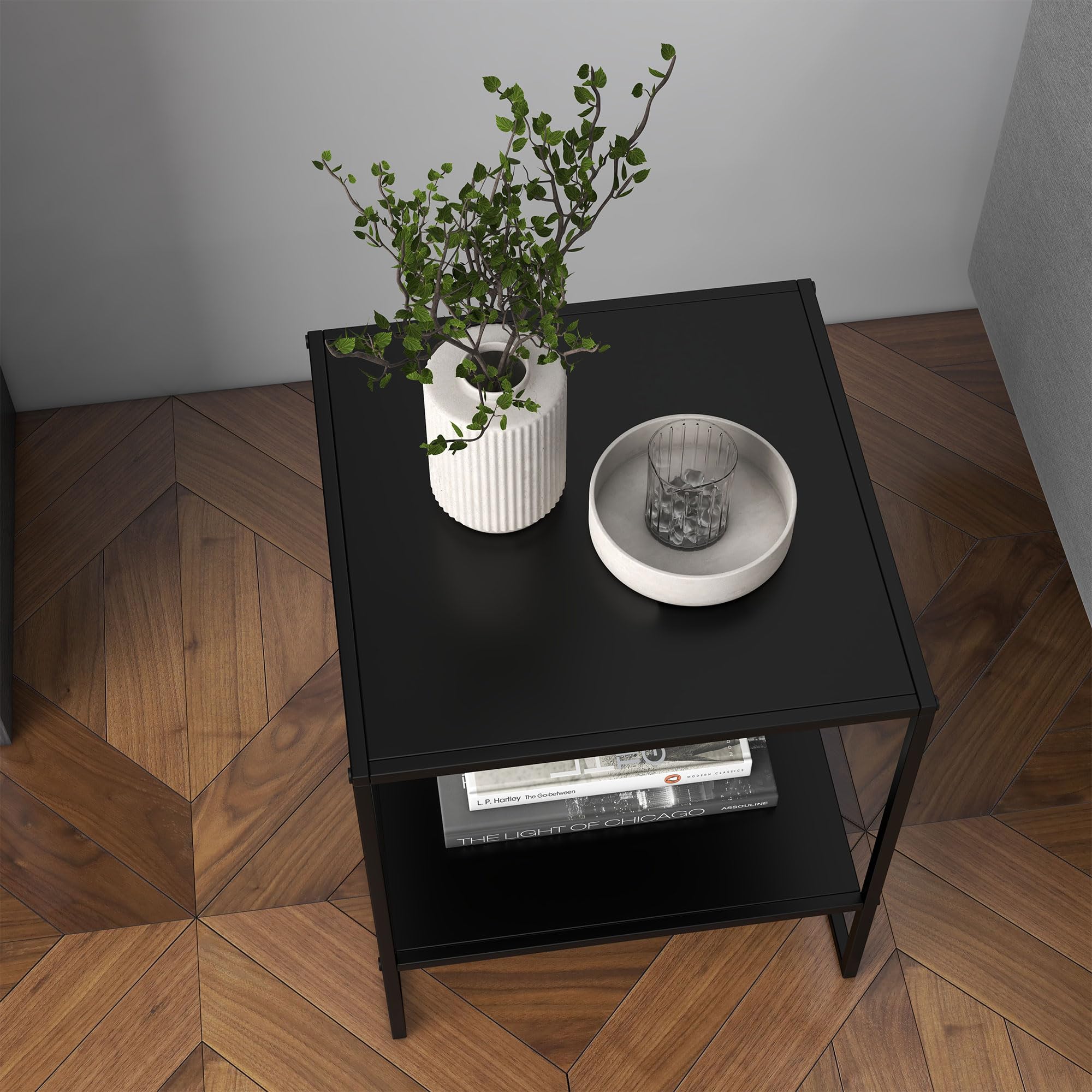 HOMCOM Couchtisch Wohnzimmertisch mit Stauraum 40 x 40 x 45 cm, Schwarz