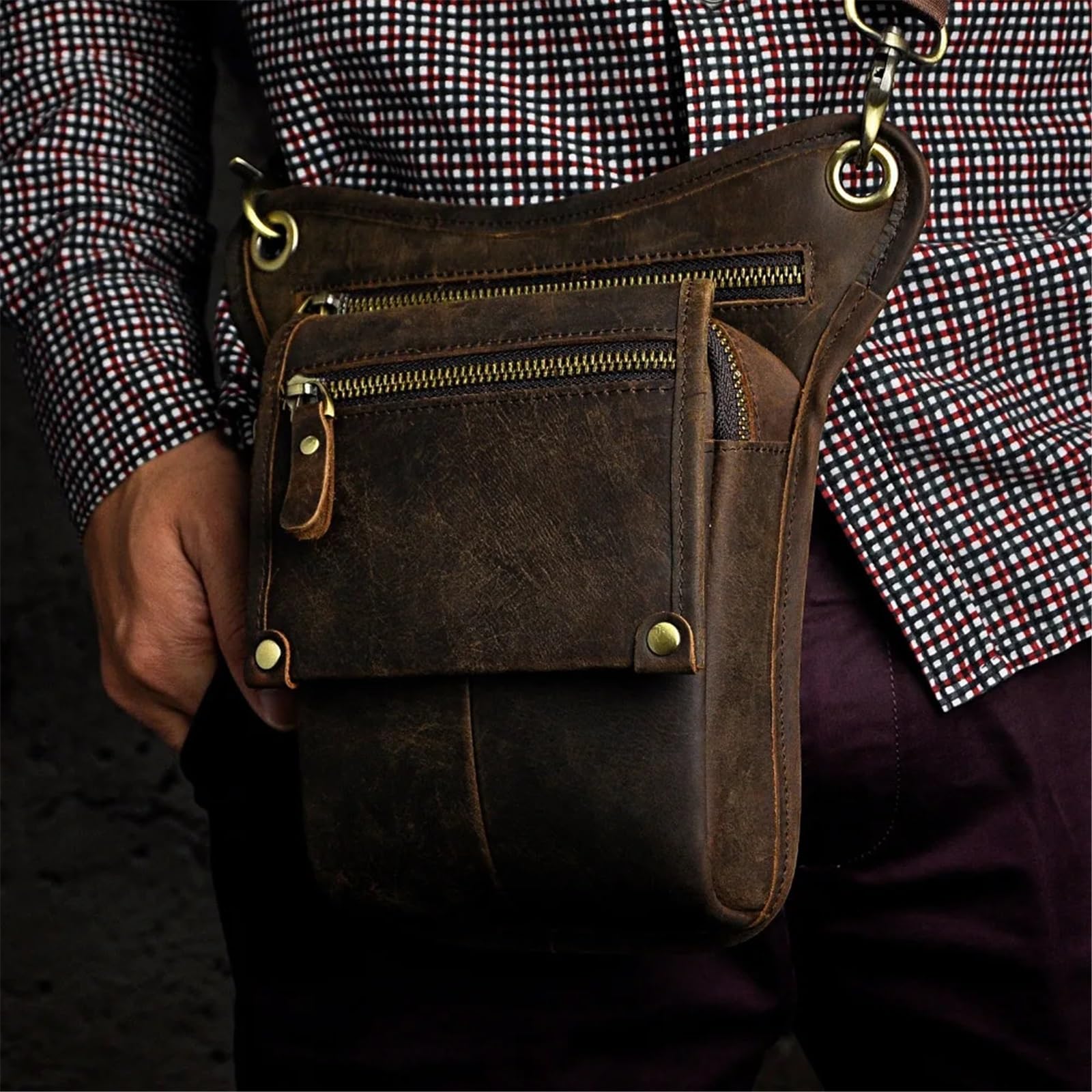 Riñonera Pierna Bolso Bandolera pequeño, Bolso de Viaje, riñonera, Bolsa for Pierna.(Green)