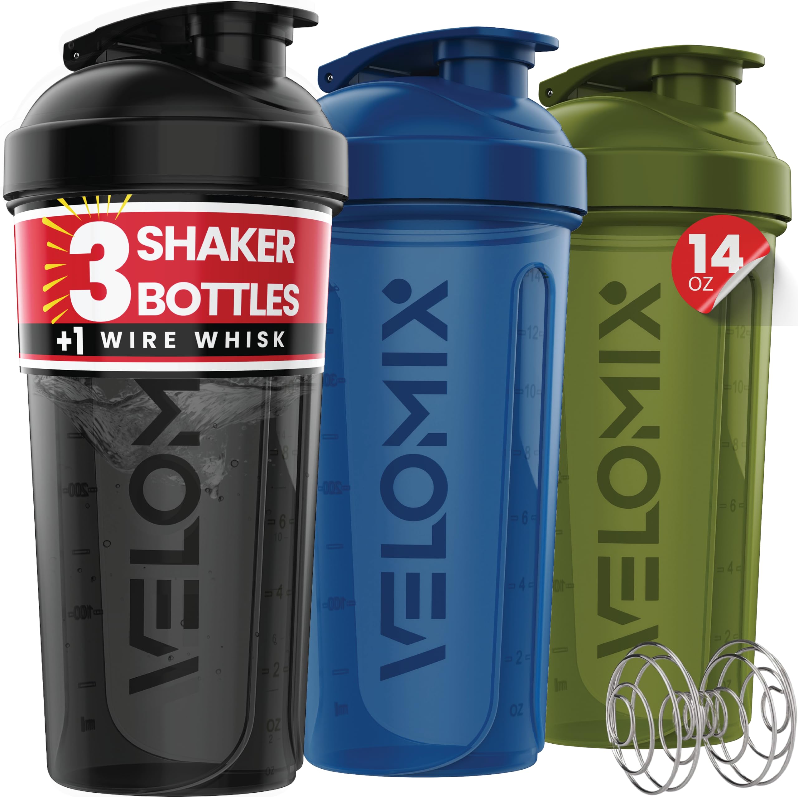 VELOMIX 3-Pack Shaker Bottle