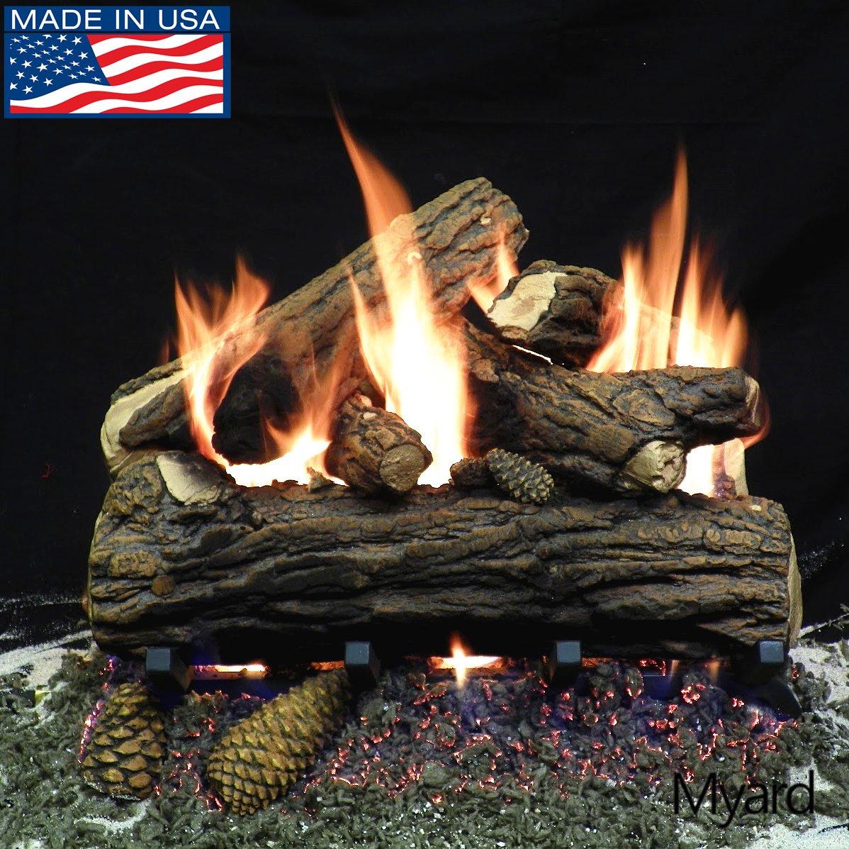 Amazon.com : PayandPack 18 Country Oak Deluxe Style Complete Fire Gas Logs  Set with Hearth KIT for Vented Gas Fireplace : Ceramic Fire Logs : Patio,  Lawn u0026 Garden
