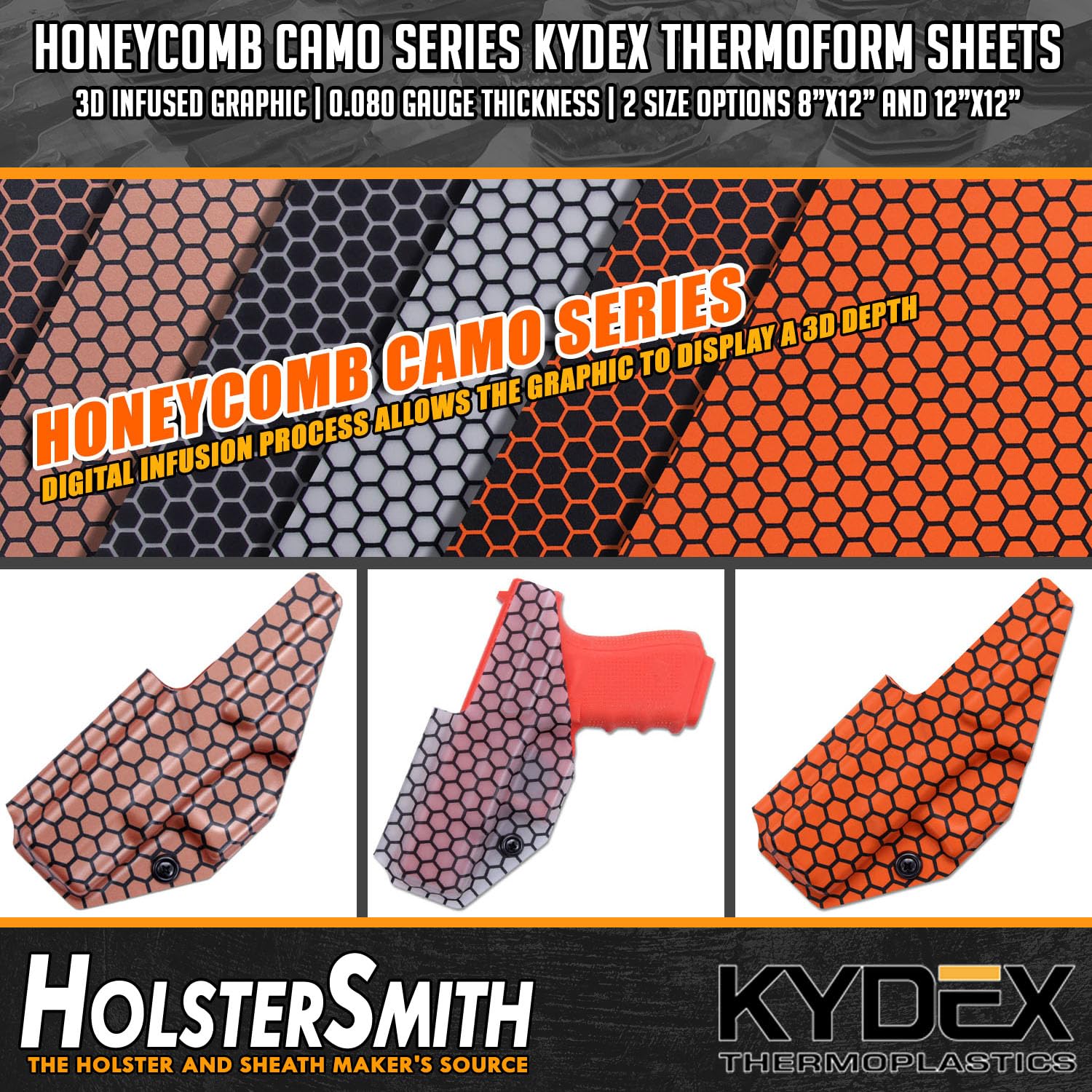 KYDEX Thermoform Sheet - Honeycomb Camo (Red/Black) -7