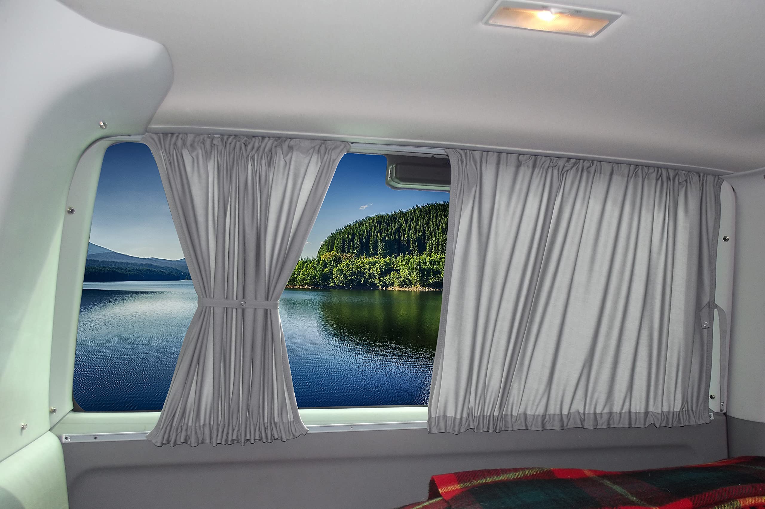 VW T4 Multivan/Caravelle wymiary firanki zasłony ochrona przed słońcem od roku produkcji 1990-2003 kolor: szary