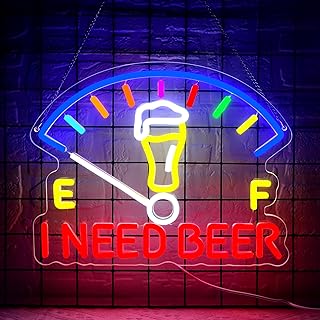 I Need Beer Neon Sign for Wall Decor Dimmable Beer LED Light Beer Dashboard Bar Neon Light for Man Cave Bar Pub Party Restaurant Christmas Birthday Gift Art Size13.6 * 12.5(WZCP020)