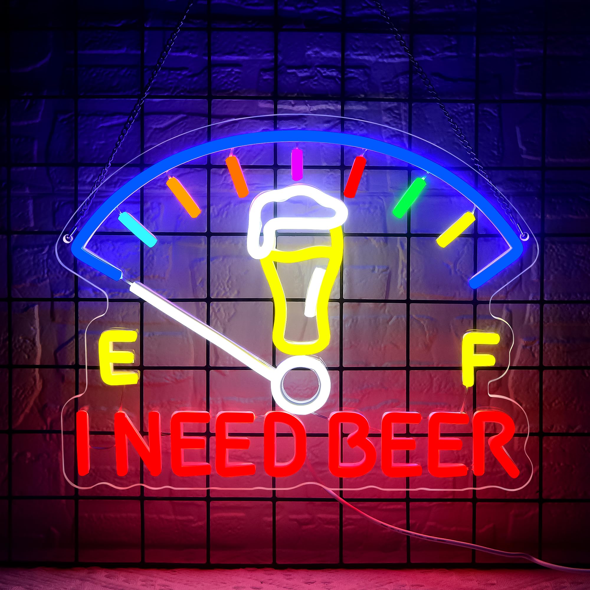 I Need Beer Neon Sign for Wall Decor Dimmable Beer LED Light Beer Dashboard Bar Neon Light for Man Cave Bar Pub Party Restaurant Christmas Birthday Gift Art Size13.6 * 12.5(WZCP020) โ image 1
