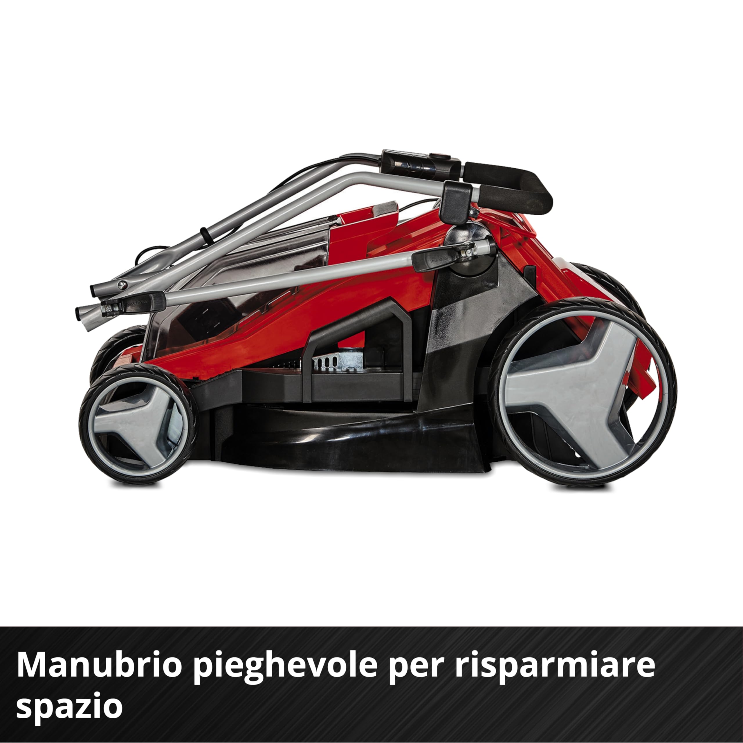 Einhell GE-CM 36/43 Li M - Solo Tagliaerba a batteria Power X-Change (36 V, taglio 43 cm, raccolta 63 L, ruote ant. 160 mm, kit mulching incluso, ruote post. 250 mm, senza batteria e caricabatteria)