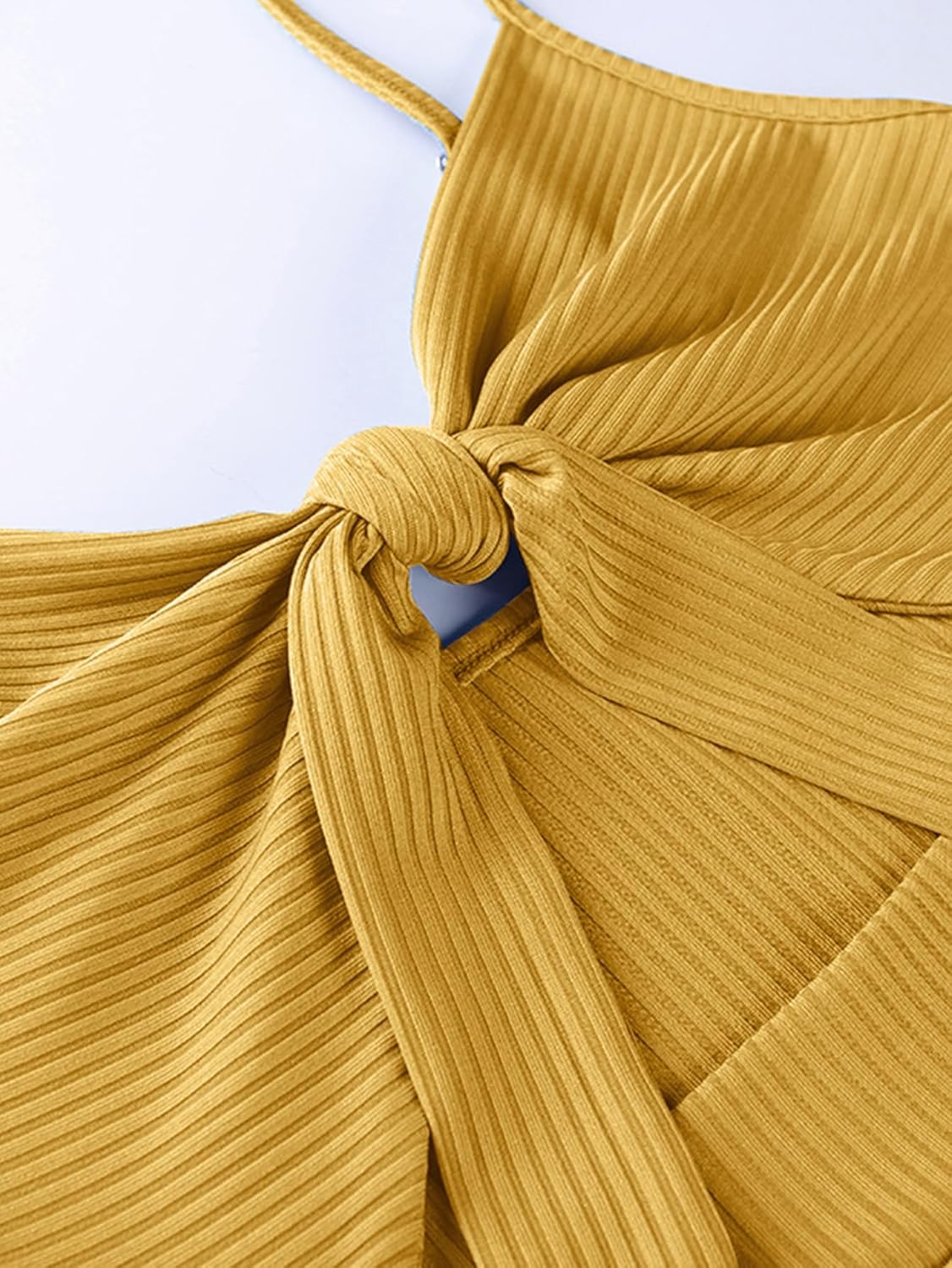 LYANER Women's Summer Tie Knot Cut Out Side Split Sleeveless Knit Bodycon Maxi Dress Sexy Vacation Long Sundress