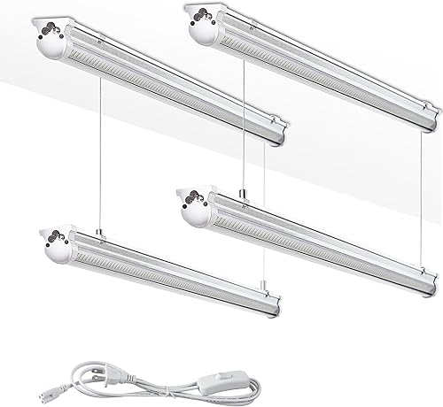 Miniatura 8 de Paquete de 4 Luces LED de Taller de 4 Pies para Garaje, 50W 6000K 7500LM Luz Blanca, Montaje Colgante/en Superficie, Plug and Play, Luces LED de