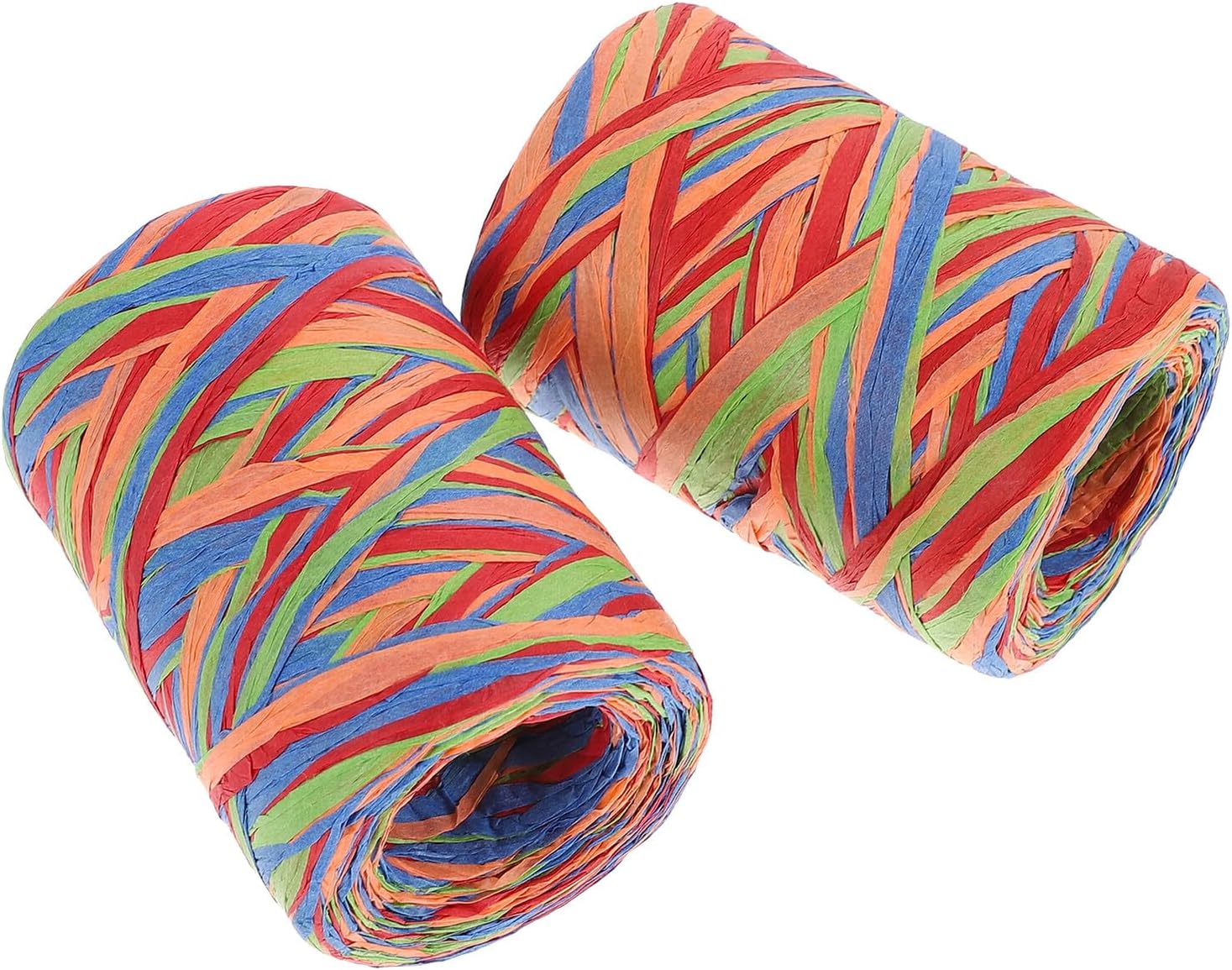 Alipis 2 Rolls Colored Raffia Paper Ropes DIY Packing Twine String for Wrapping and Christmas Decoration, 80m Each Roll, Multi-Color Craft Ribbon for Holiday Packaging and Party Decor