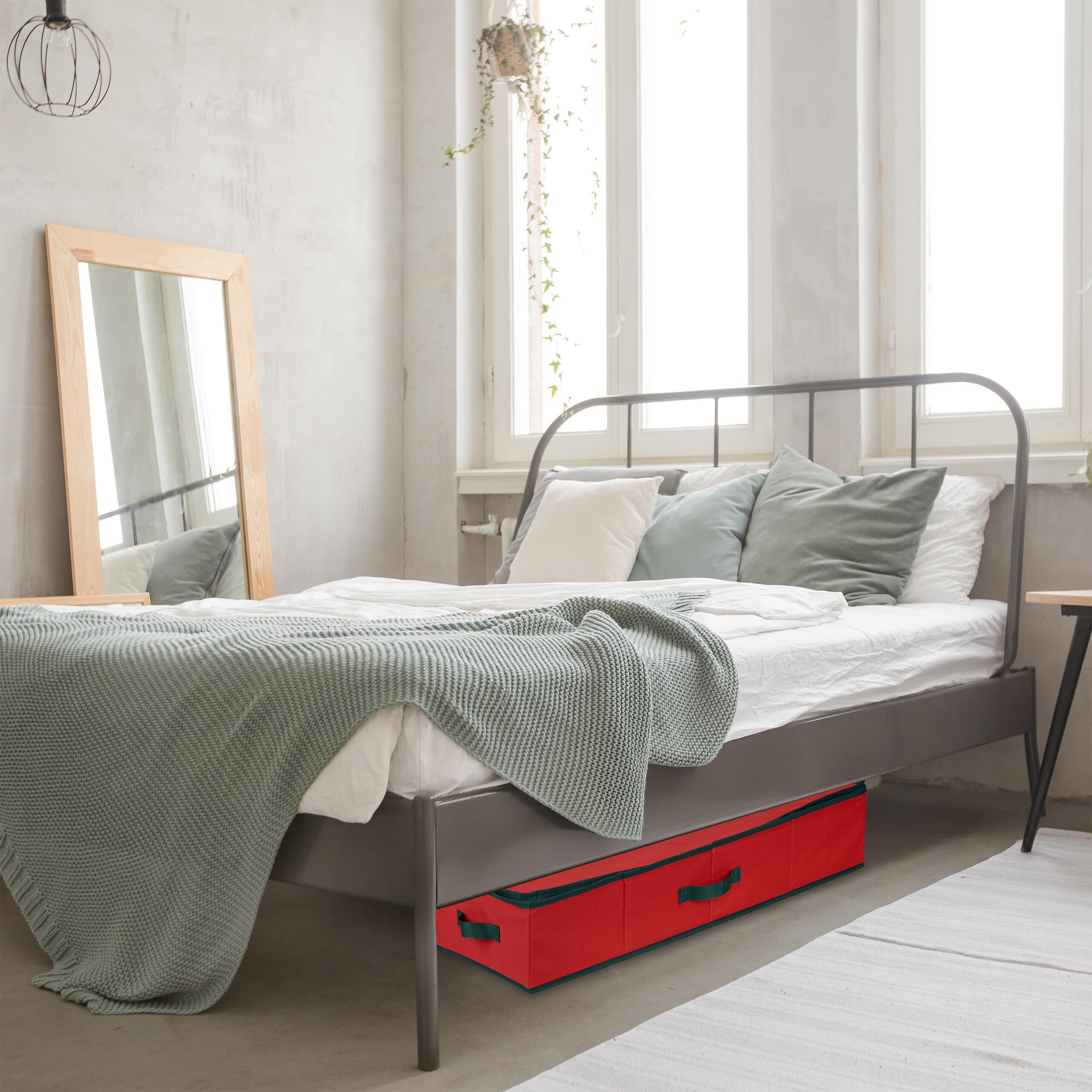 Relaxdays Contenitore Carta Regalo, Scatola Scomparti Porta Rotoli, Nastri, Palline, Addobbi Natale e Feste, Rosso Nero